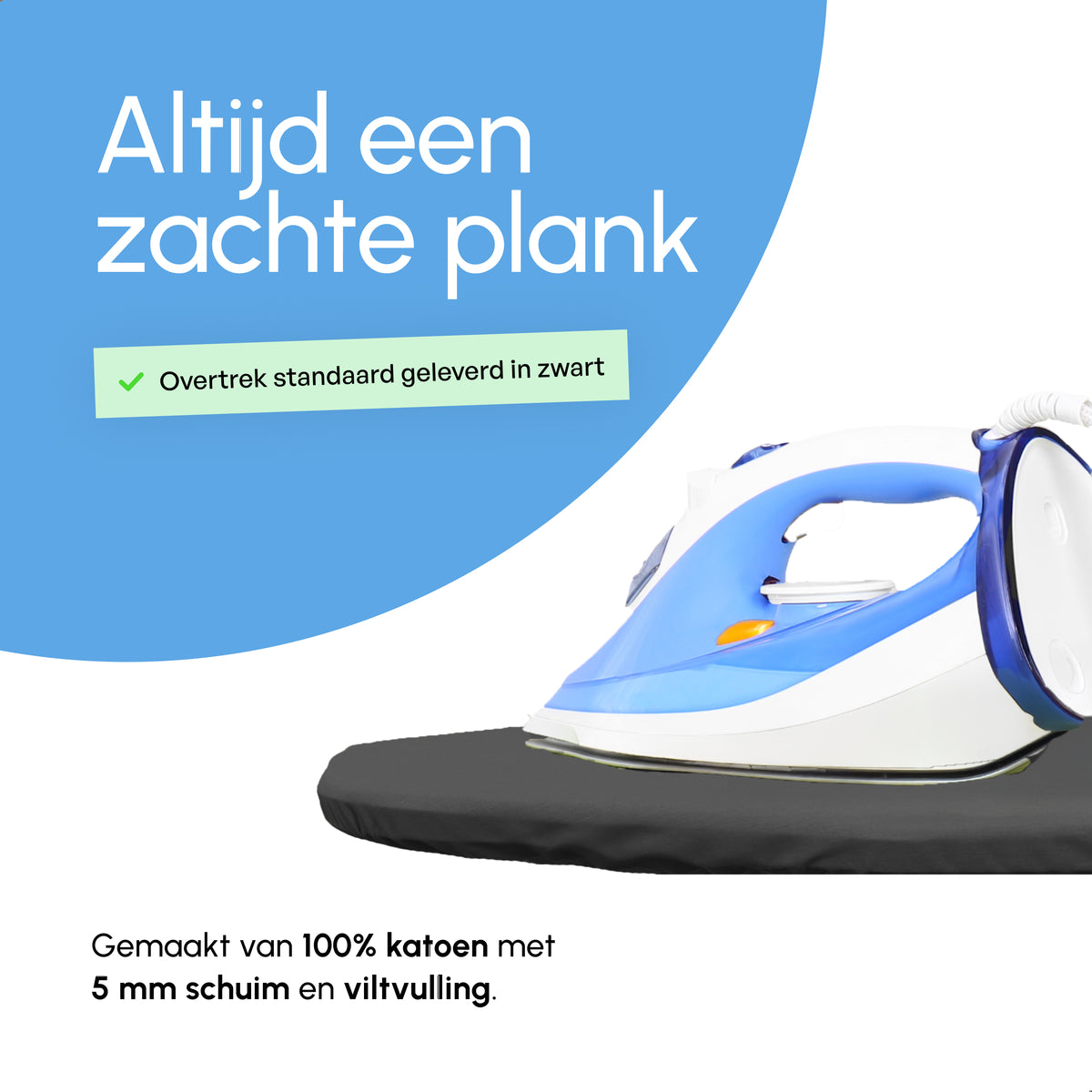 Strijkplank Smal - Verstelbaar - 109x33 cm - Ascend Slim - Zwart