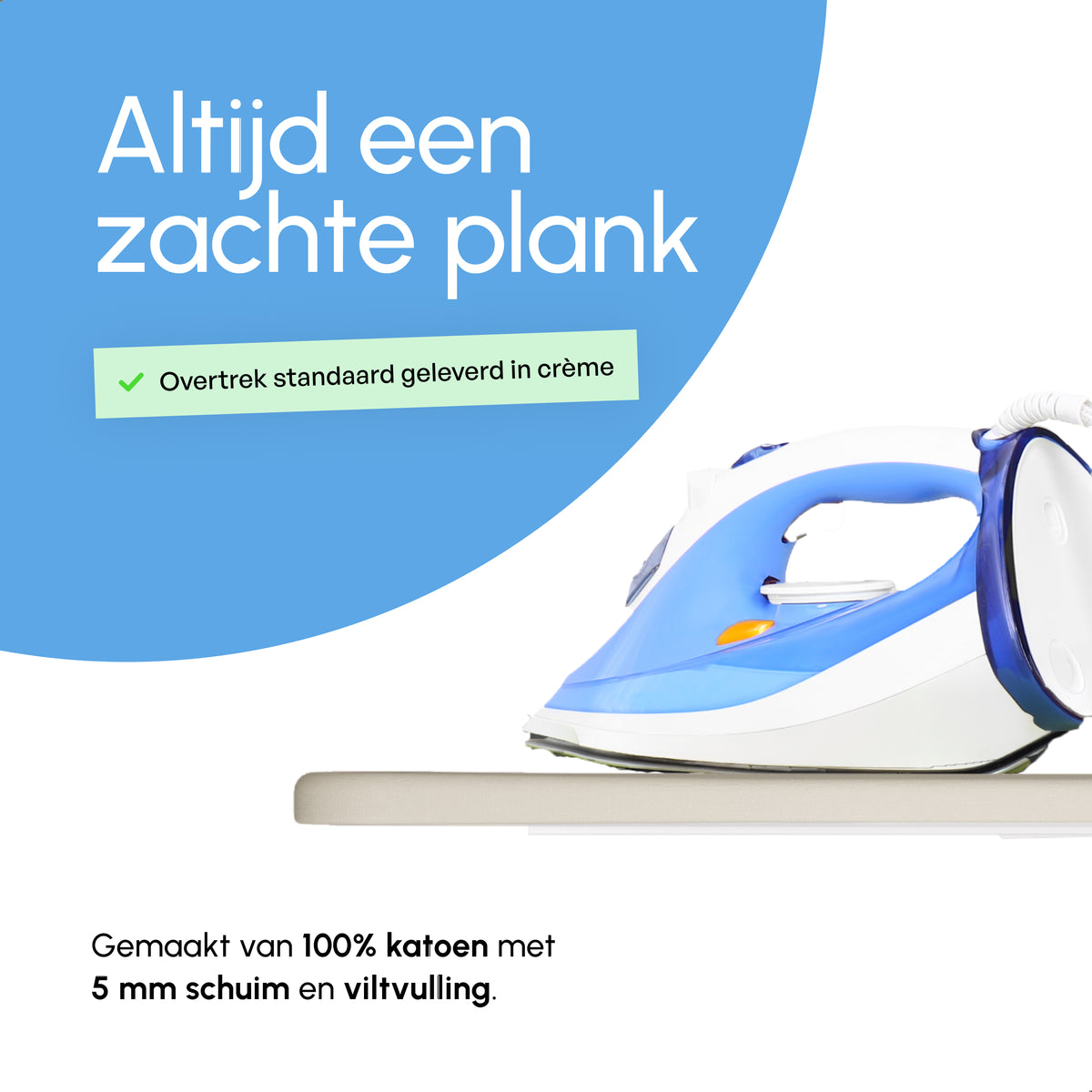 Strijkplank Smal - Verstelbaar - 109x33 cm - Ascend Slim - Crème