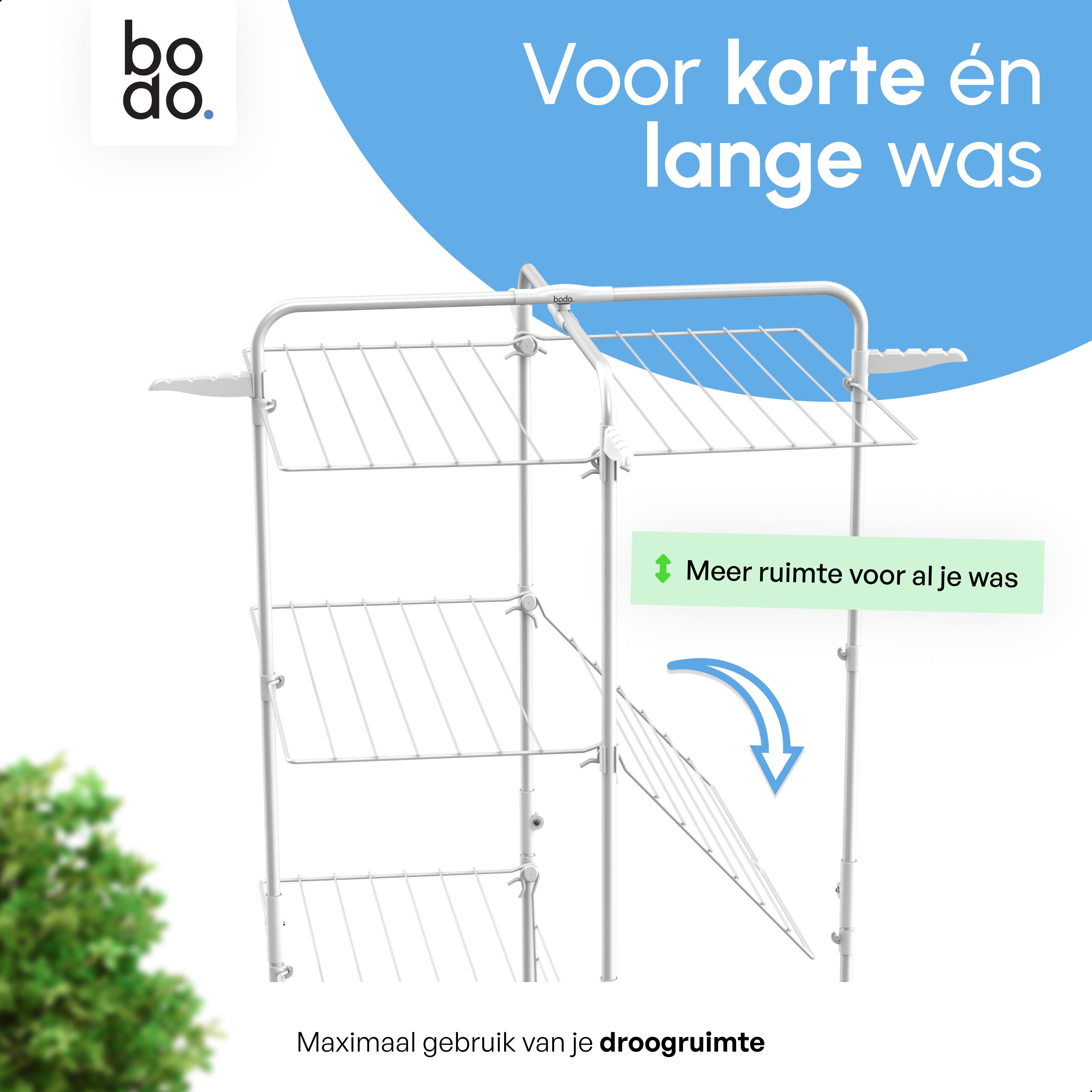 Droogtoren 42m - Droogrek inklapbaar 4 lagen met wielen - Wit