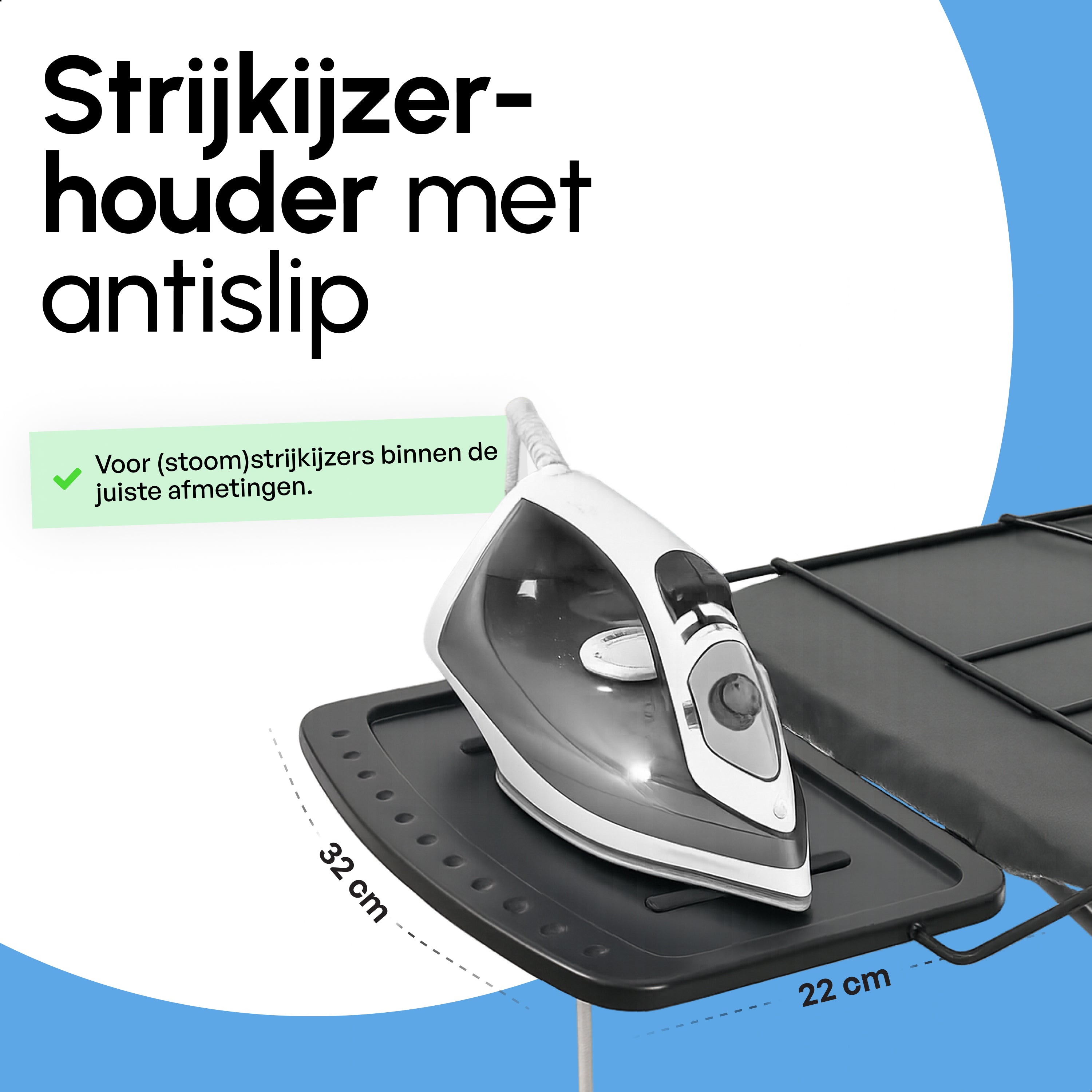 Strijkplank Ascend Prime - Stoomunithouder - 122 x 38 cm - Uitklapbaar Rek - Charcoal Black