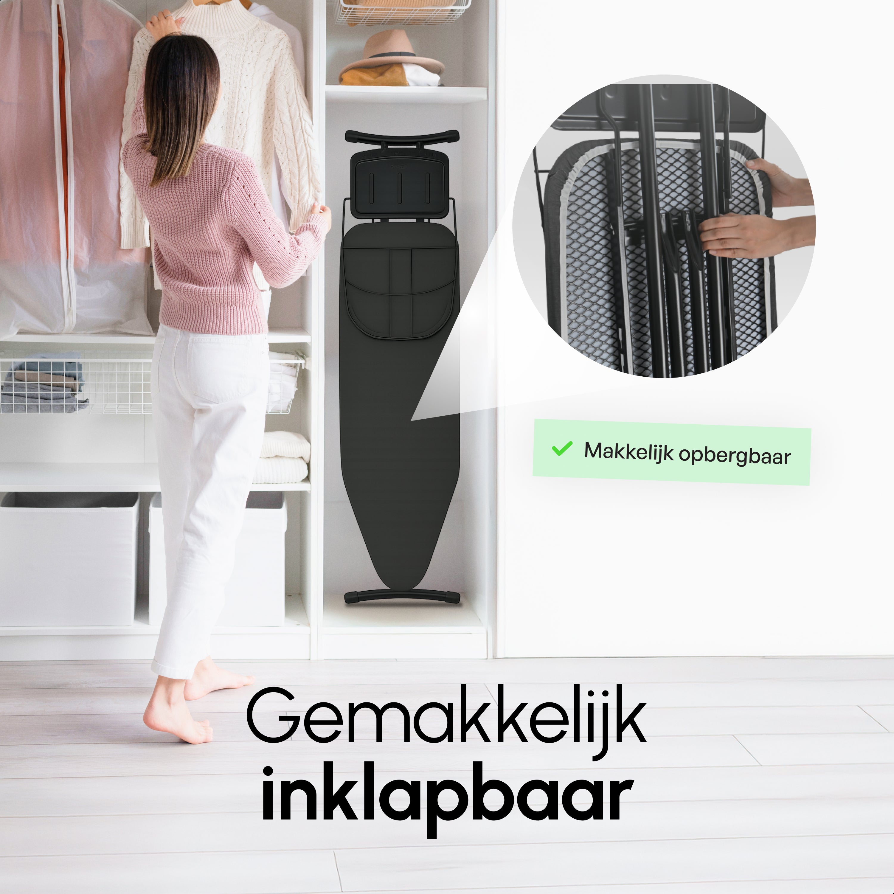 Strijkplank Ascend Prime - Stoomunithouder - 122 x 38 cm - Uitklapbaar Rek - Charcoal Black