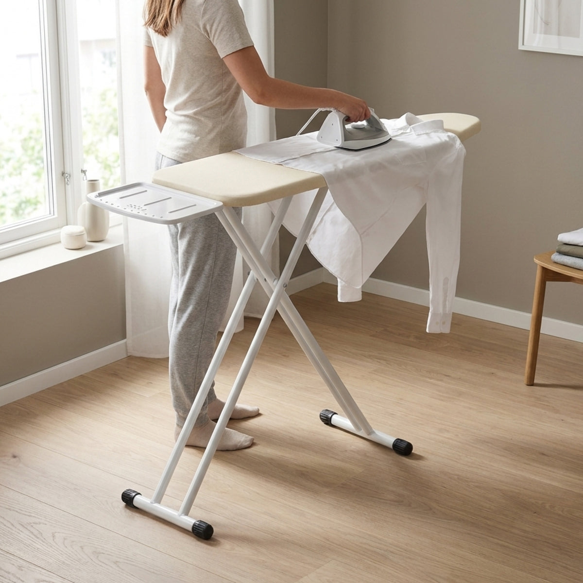 Strijkplank Smal - Verstelbaar - 109x33 cm - Ascend Slim - Crème