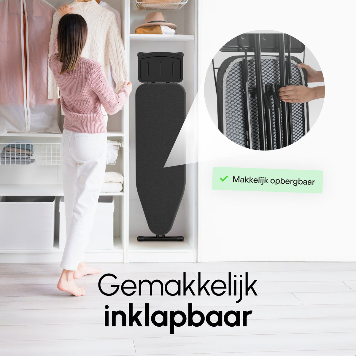 Strijkplank Smal - Verstelbaar - 109x33 cm - Ascend Slim - Zwart