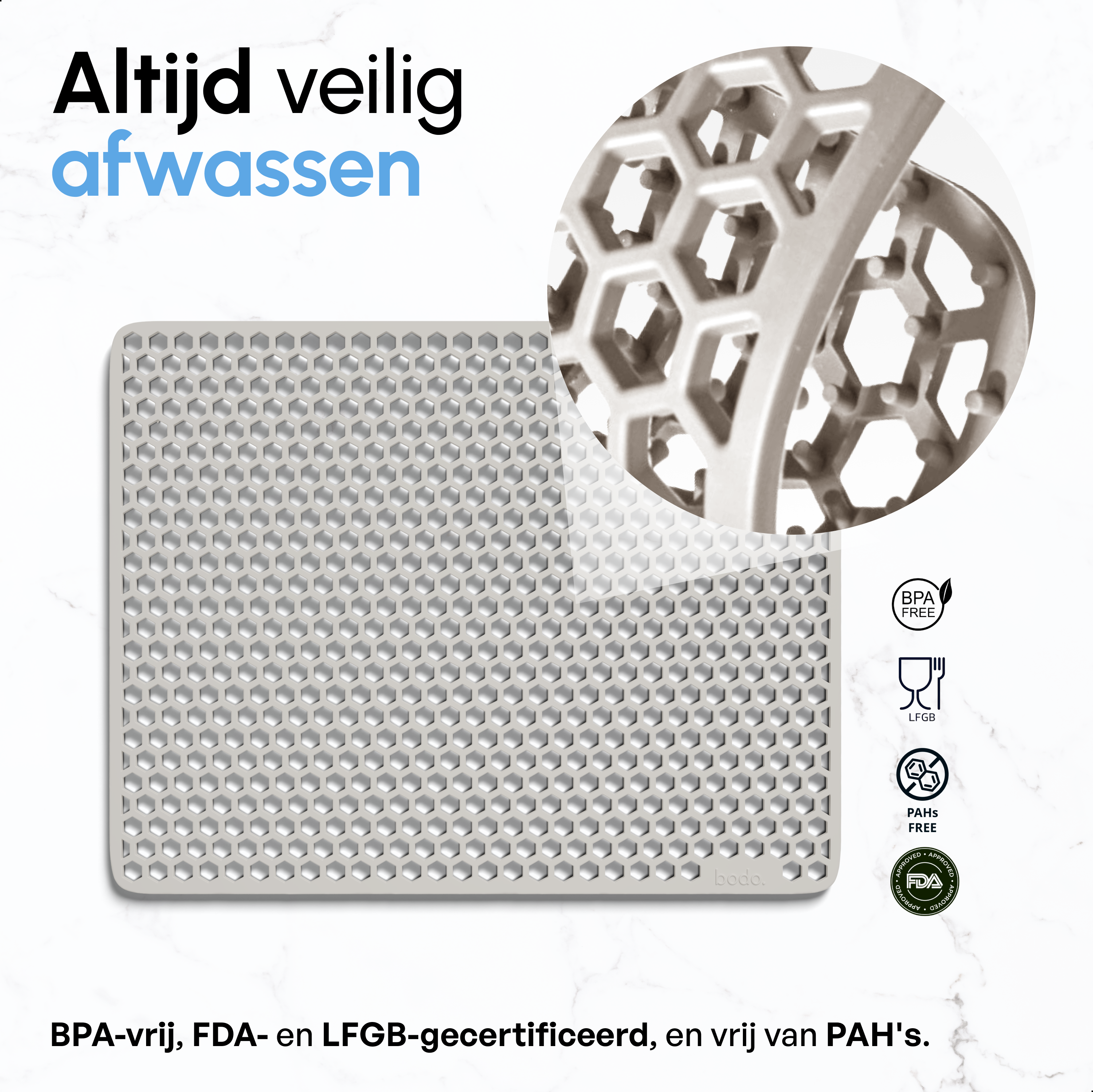 Gootsteenmat - Rechthoekig - Beige - 36 x 46 cm - Voor 40 x 50 cm Wasbak