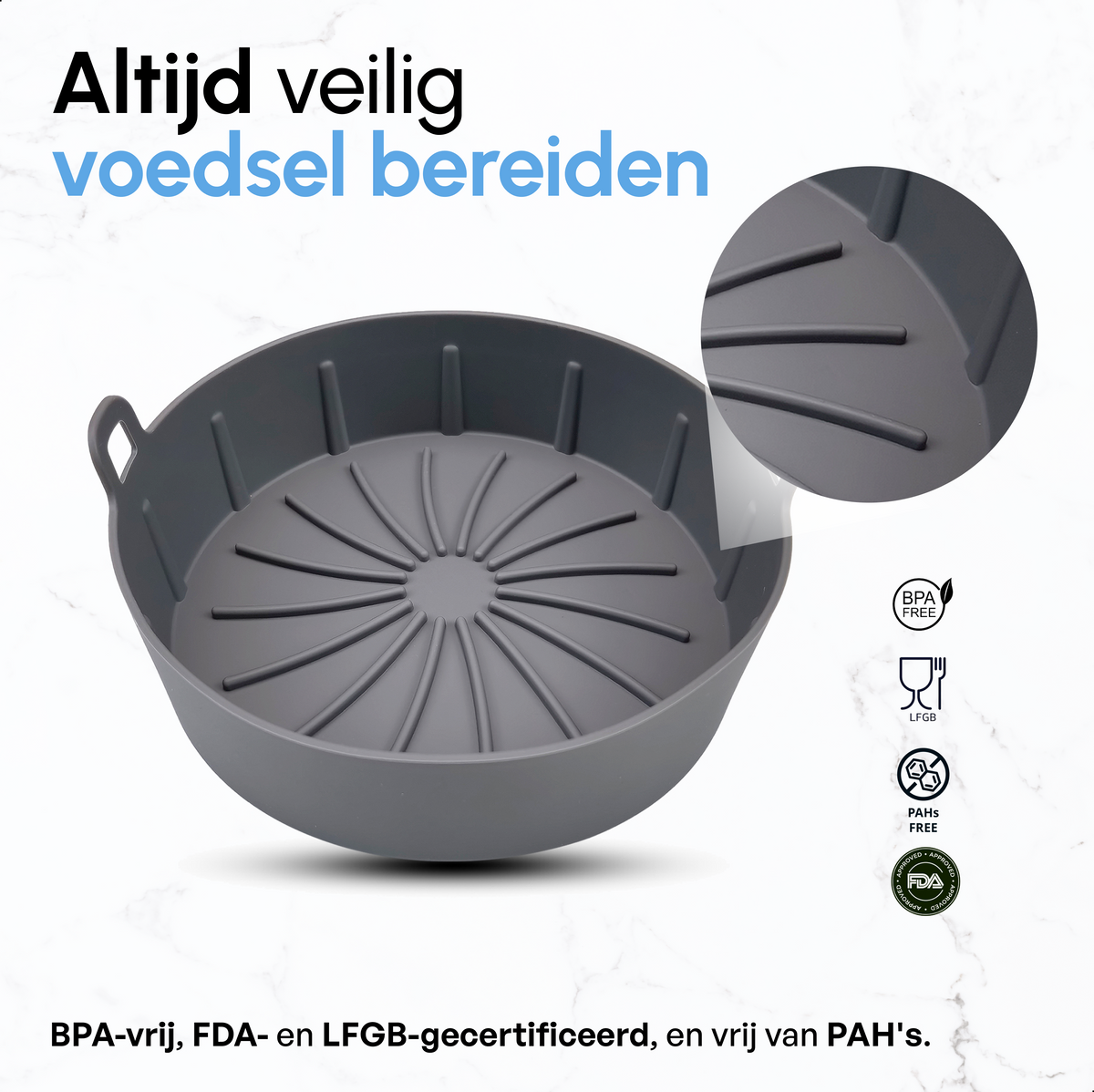 Airfryer Bakje - 22 cm - Grijs