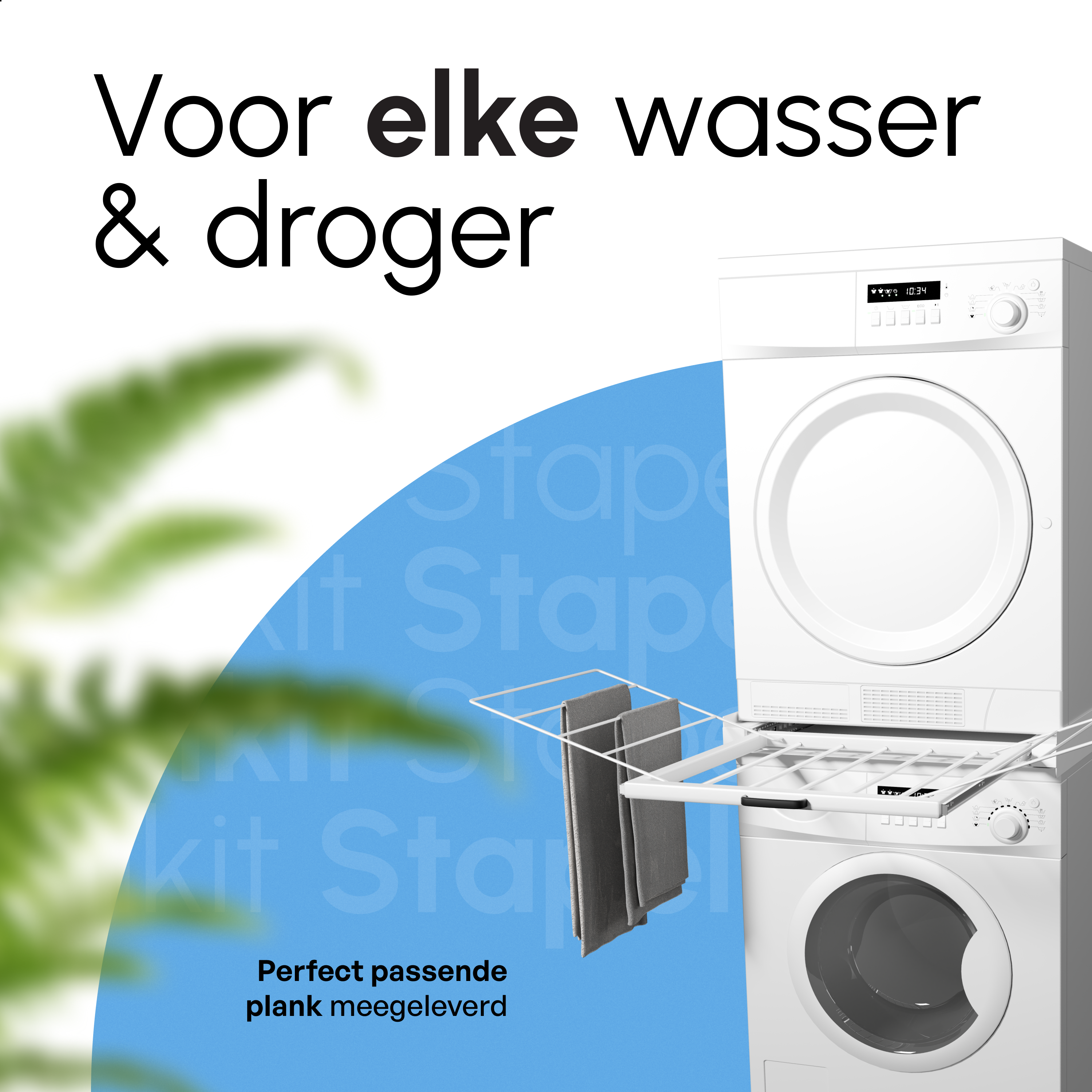 Stapelkit met Uitklapbaar Droogrek - Wit