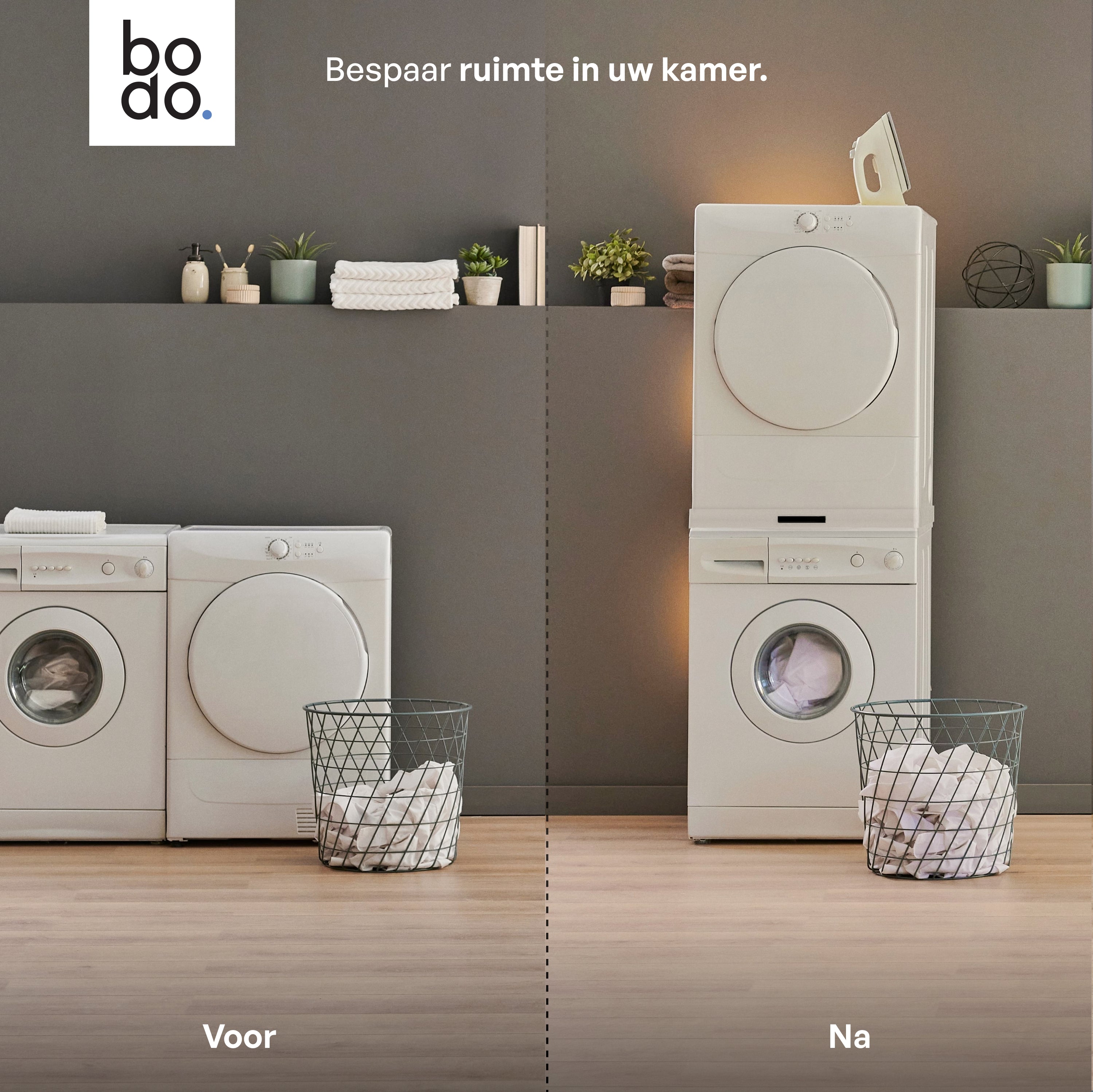Stapelkit met Uitklapbaar Droogrek - Wit