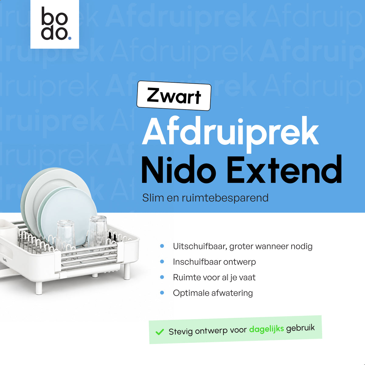 Afdruiprek - Uitschuifbaar - Nido Extend - Wit