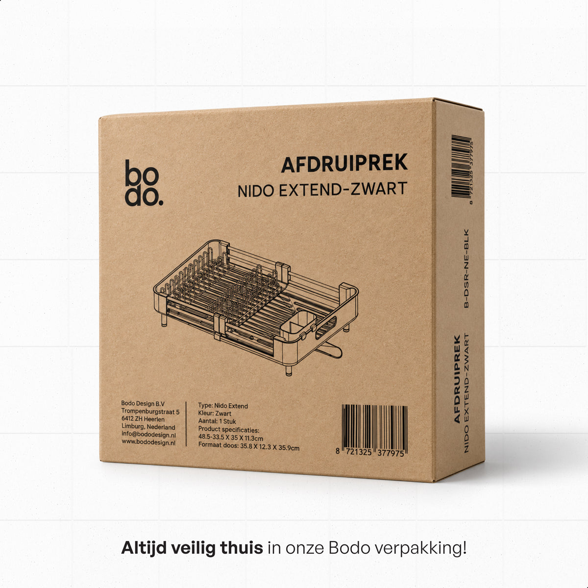 Afdruiprek - Uitschuifbaar - Nido Extend - Zwart