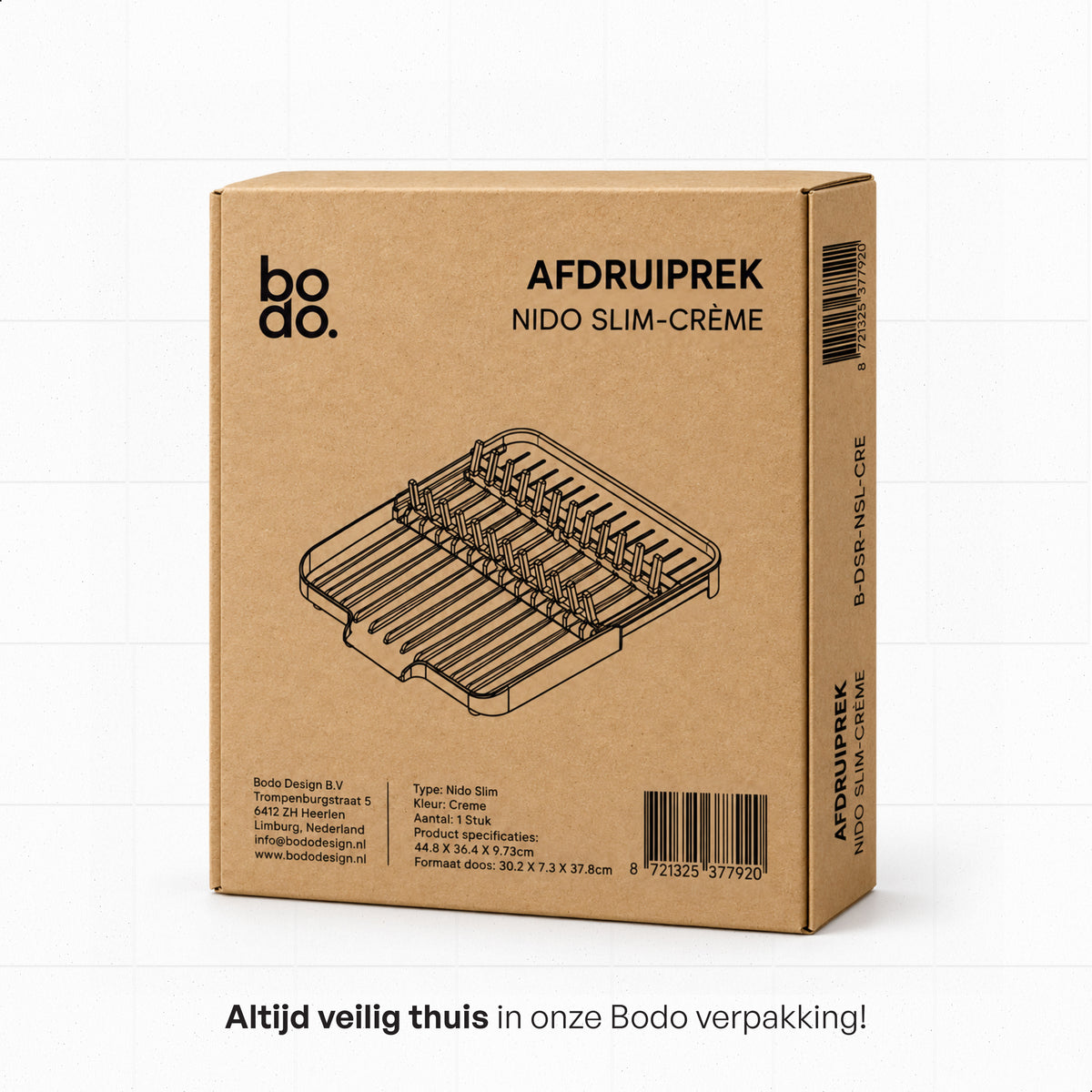 Afdruiprek - Met Afdruipgoot - Nido Slim - Wit/Crème