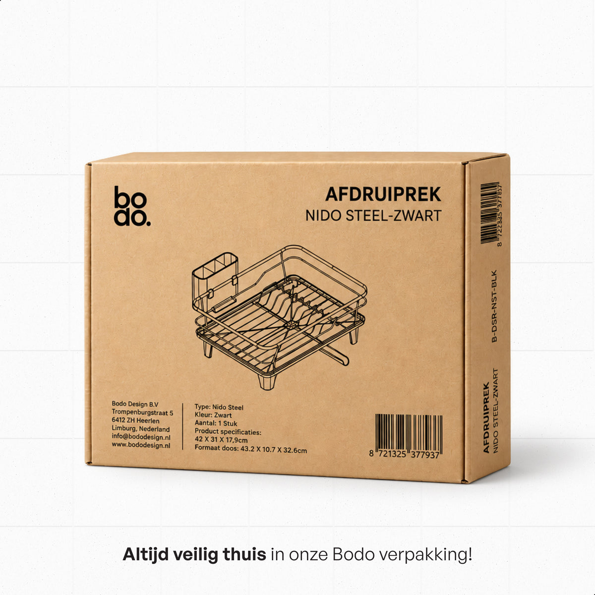 Afdruiprek - Met Lekbak - Nido Steel - Zwart