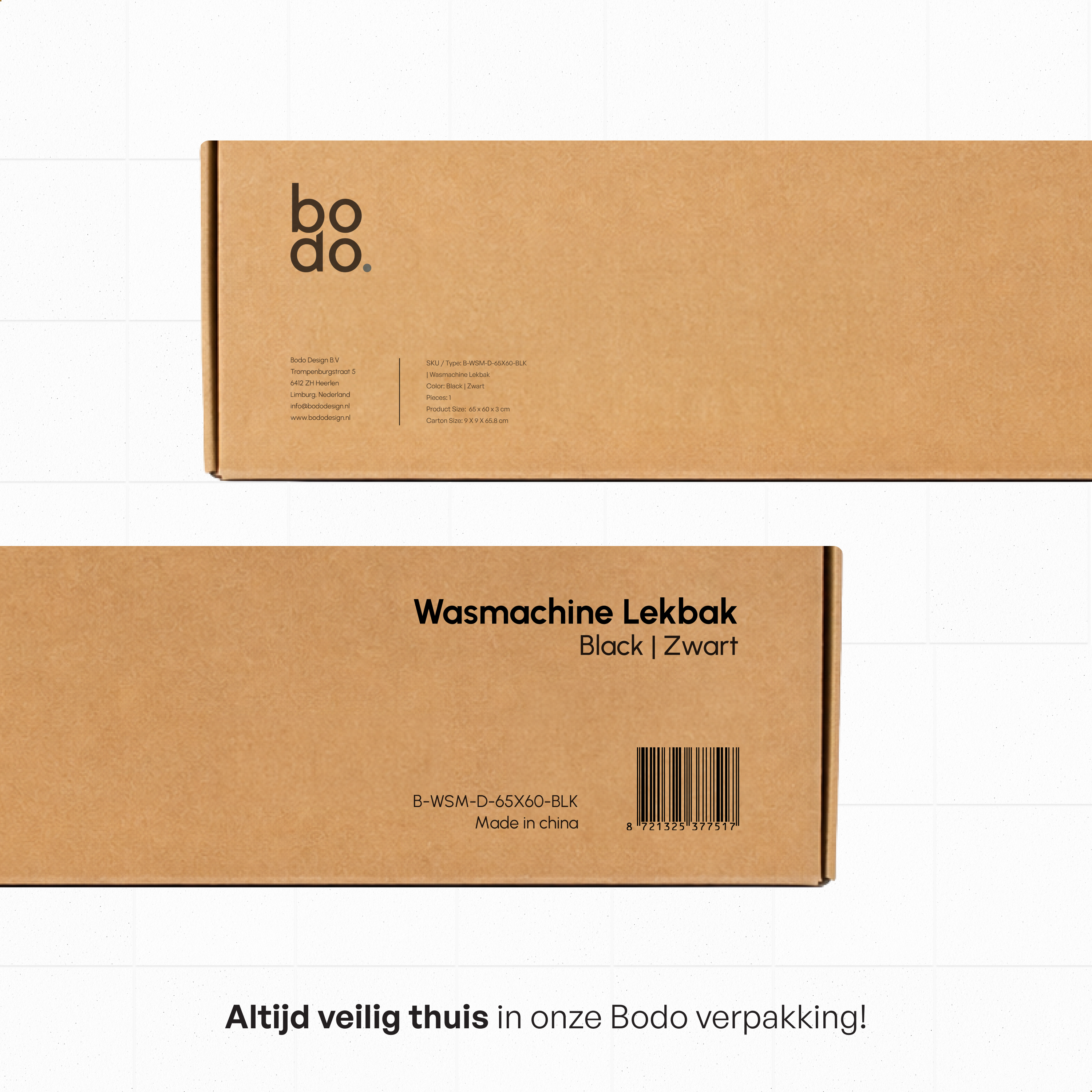 Lekbak Wasmachine - Opvangbak tegen lekkage - Siliconen - 65x60x3 cm - Zwart