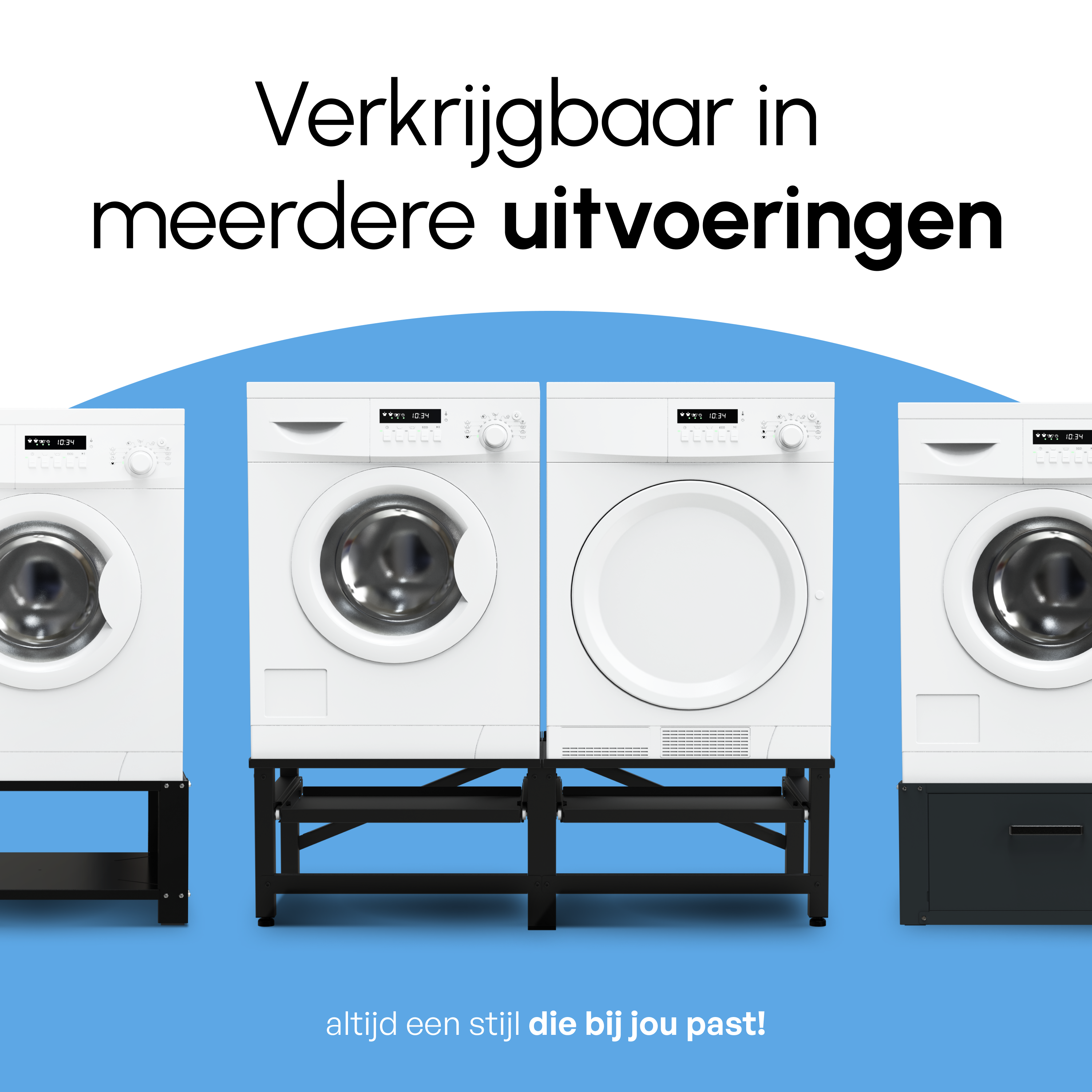 Wasmachine Verhoger - Dubbele Verhoger Met Uitschuifbare plank - Zwart
