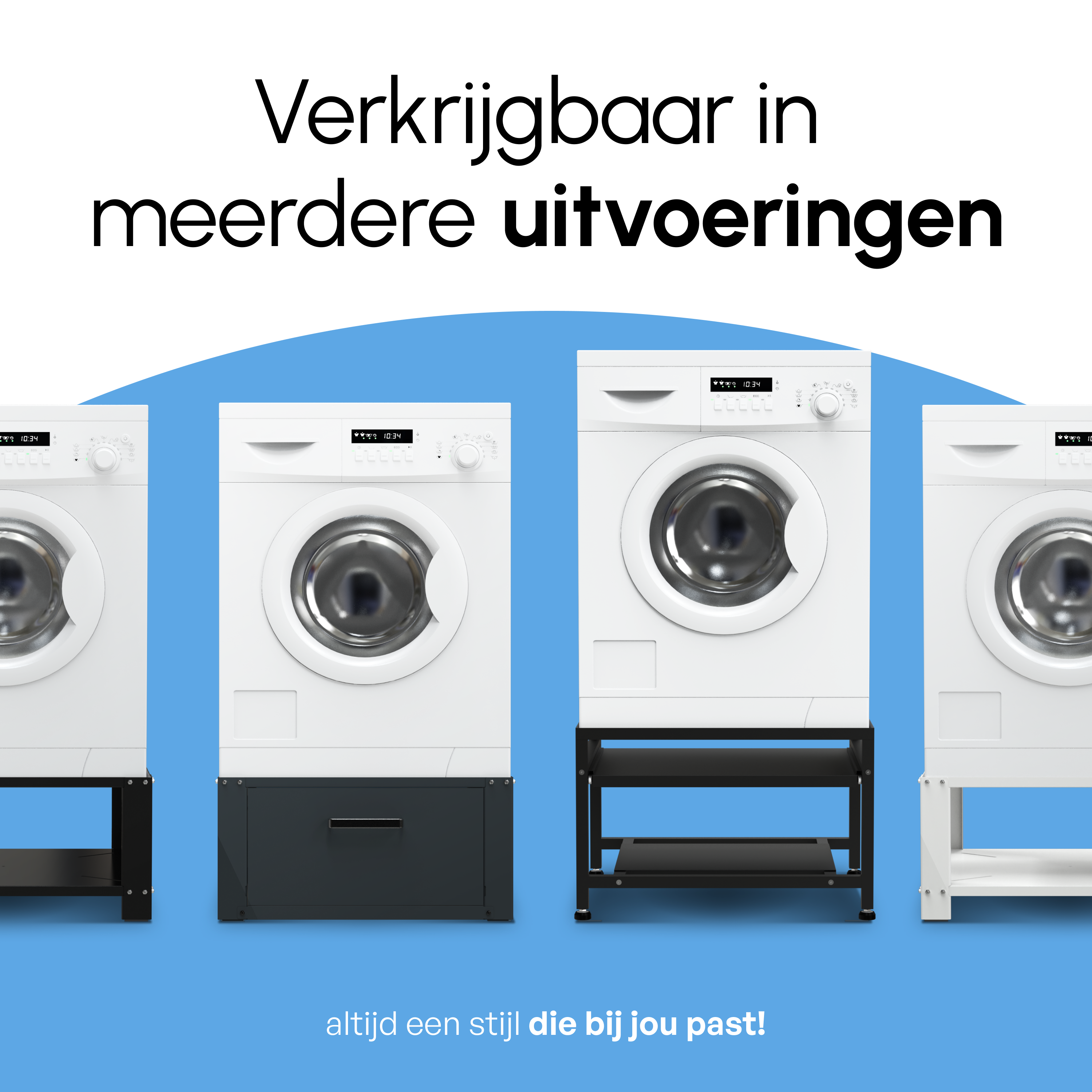 Wasmachine Verhoger Met Opberglade - Zwart