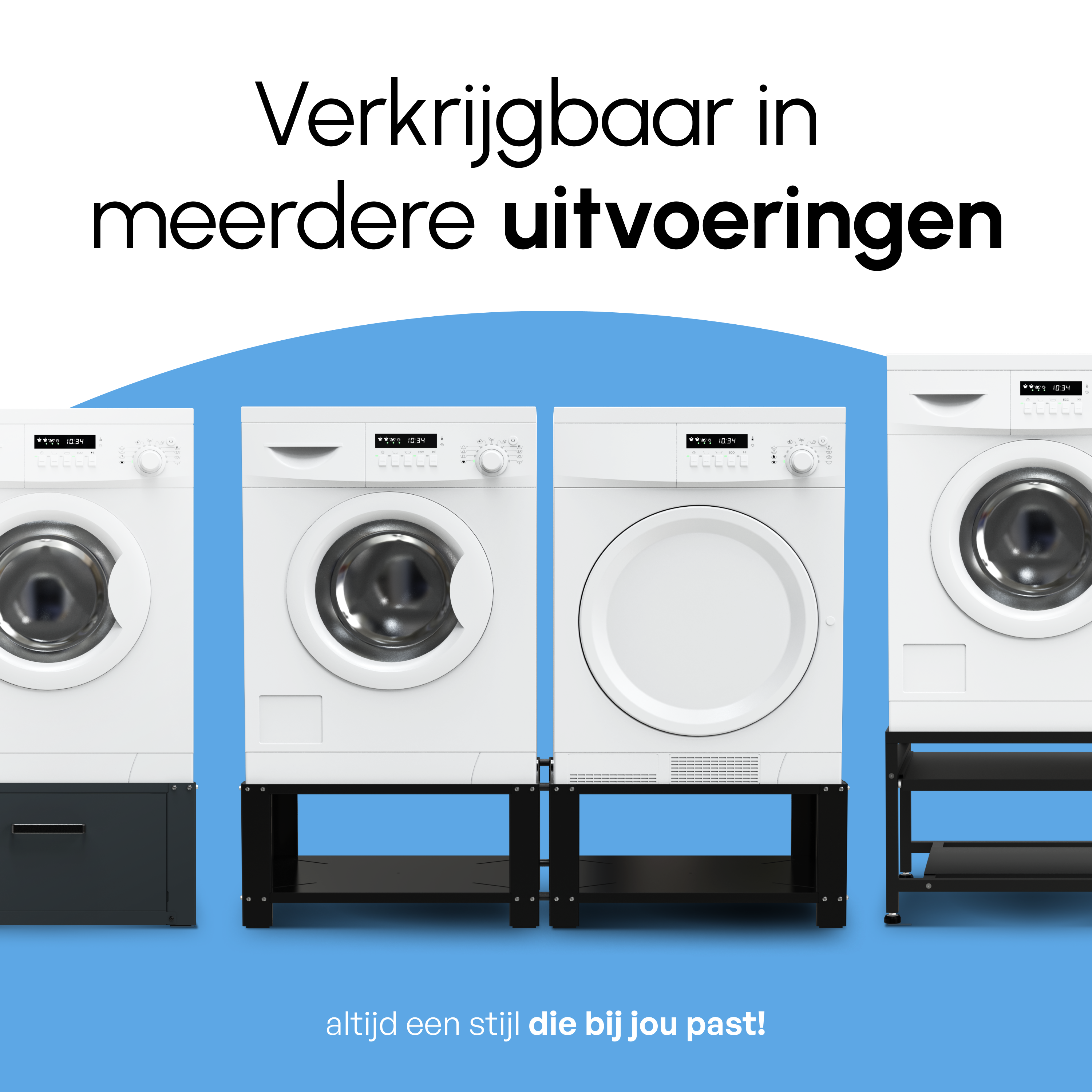 Wasmachine Verhoger - Dubbele Verhoger Met Legplank - Zwart