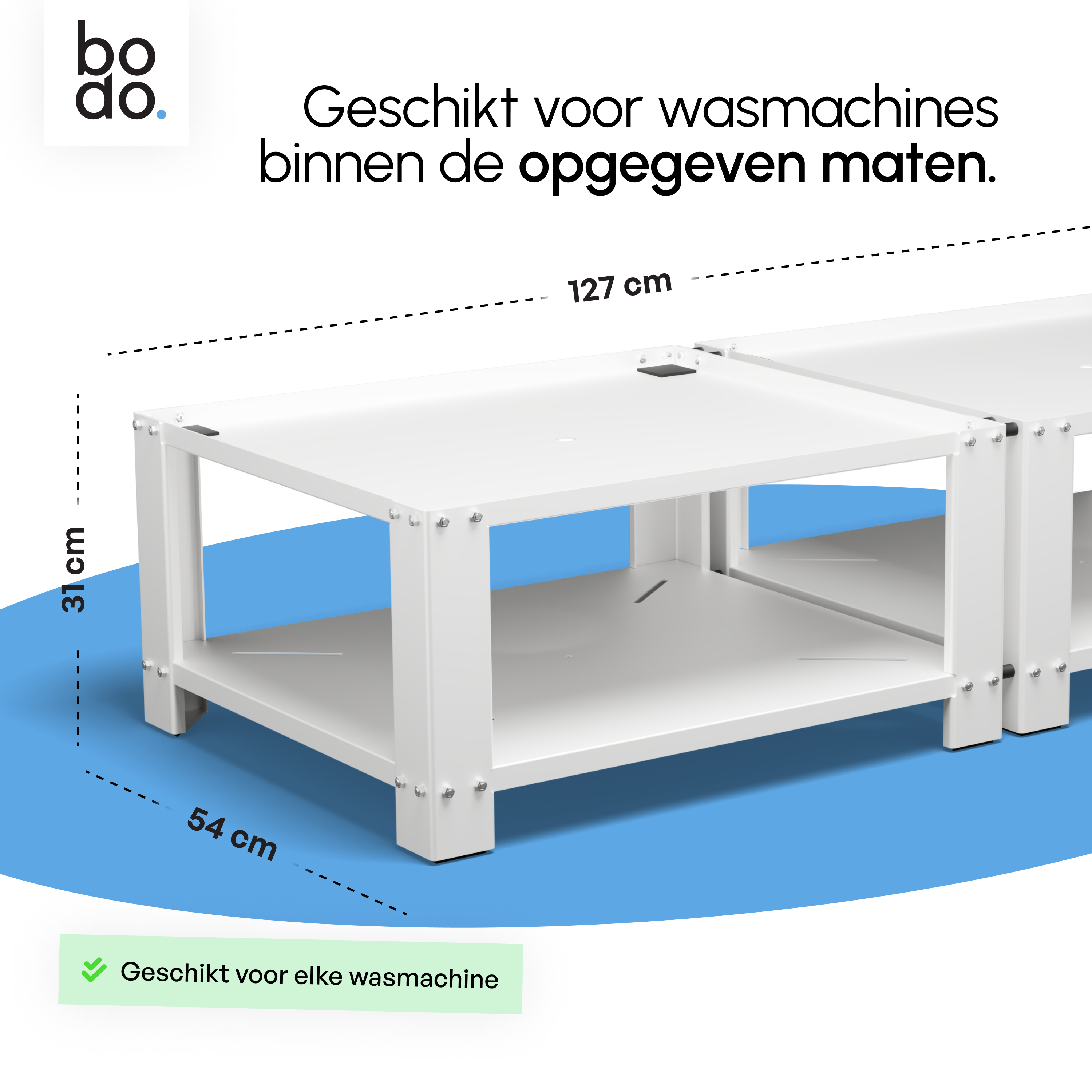 Wasmachine Verhoger - Dubbele Verhoger Met Legplank - Wit