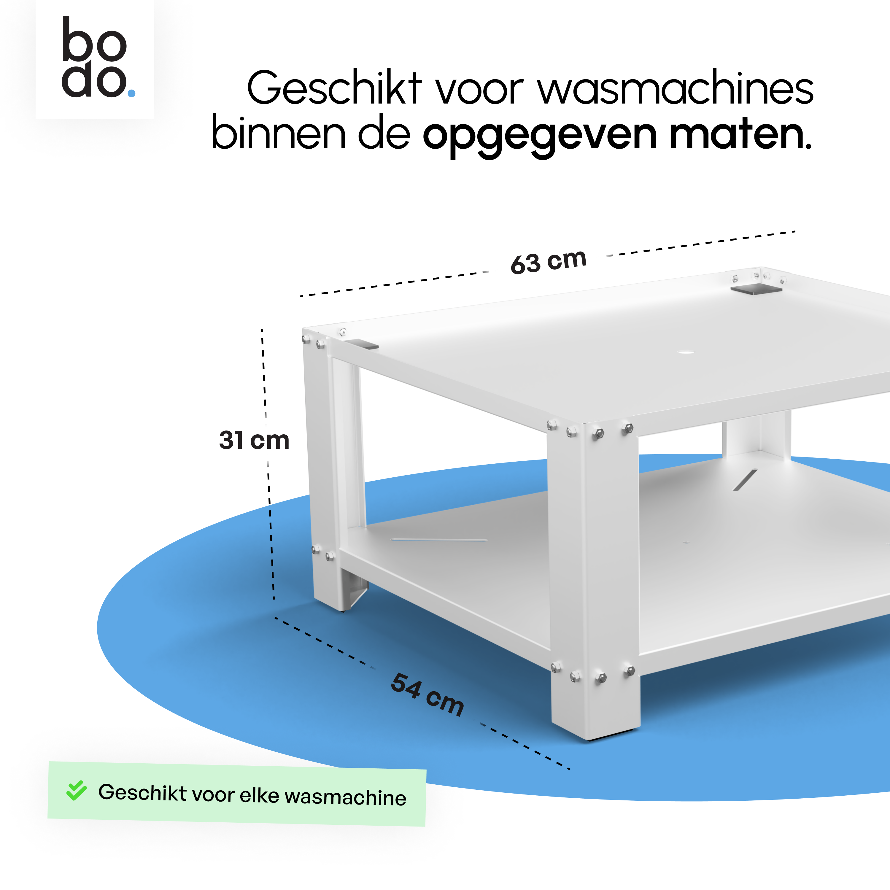 Wasmachine Verhoger met Legplank - Wit