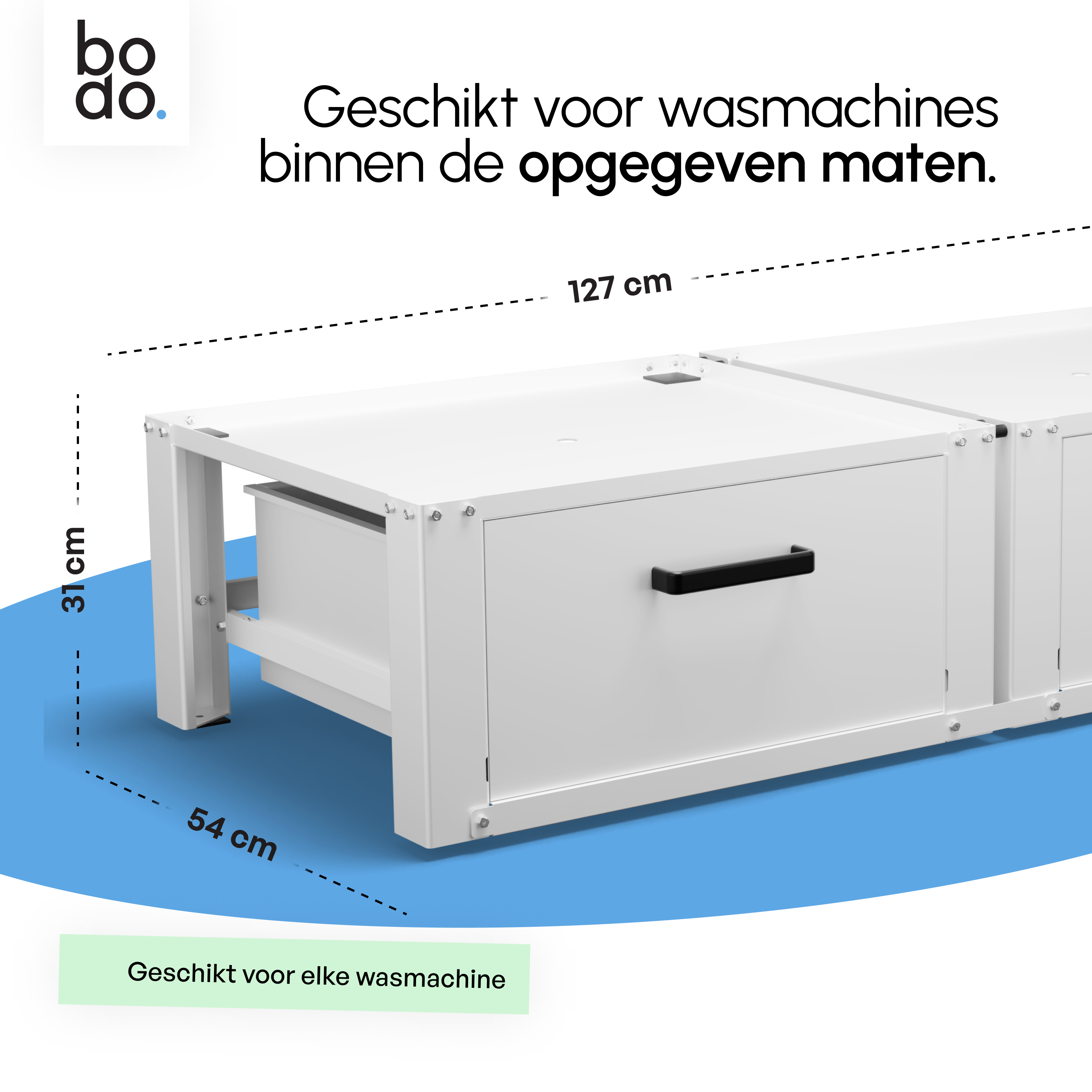 Wasmachine Verhoger - Dubbele Verhoger Met Opberglade - Wit