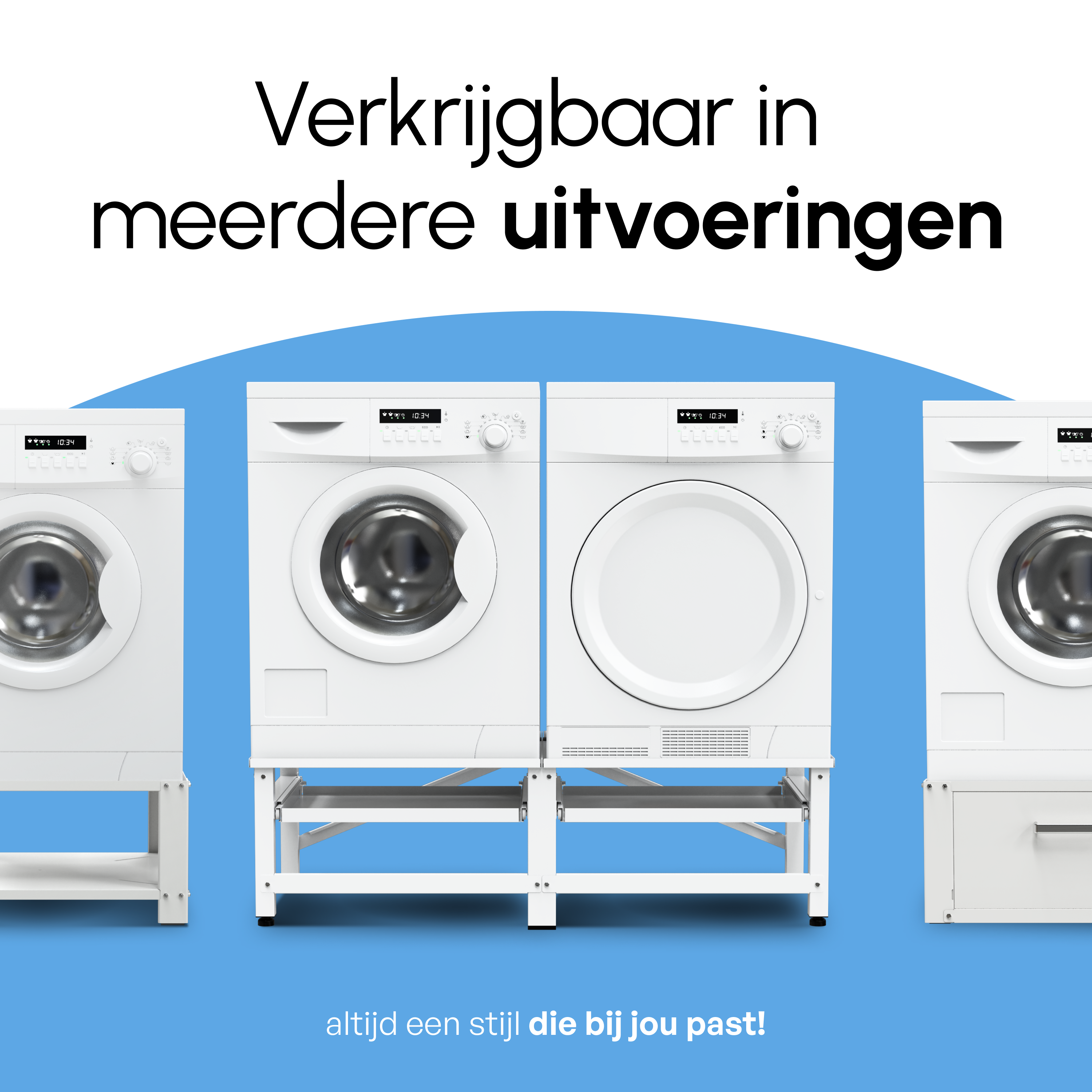 Wasmachine Verhoger - Dubbele Verhoger Met Uitschuifbare plank - Wit