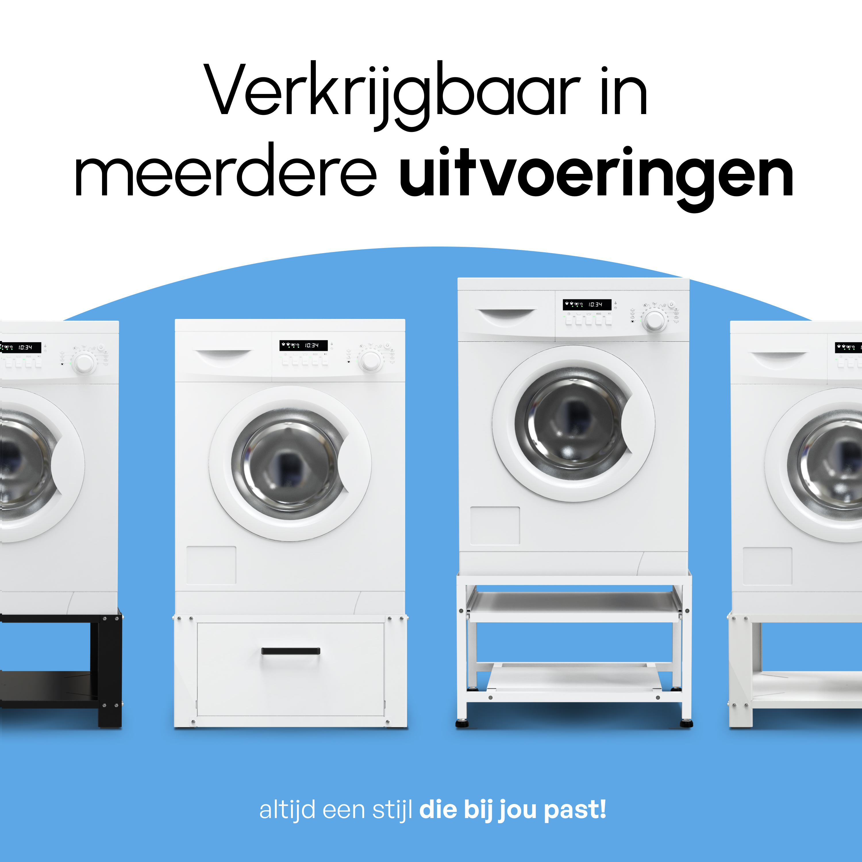 Wasmachine Verhoger Met Opberglade - Wit