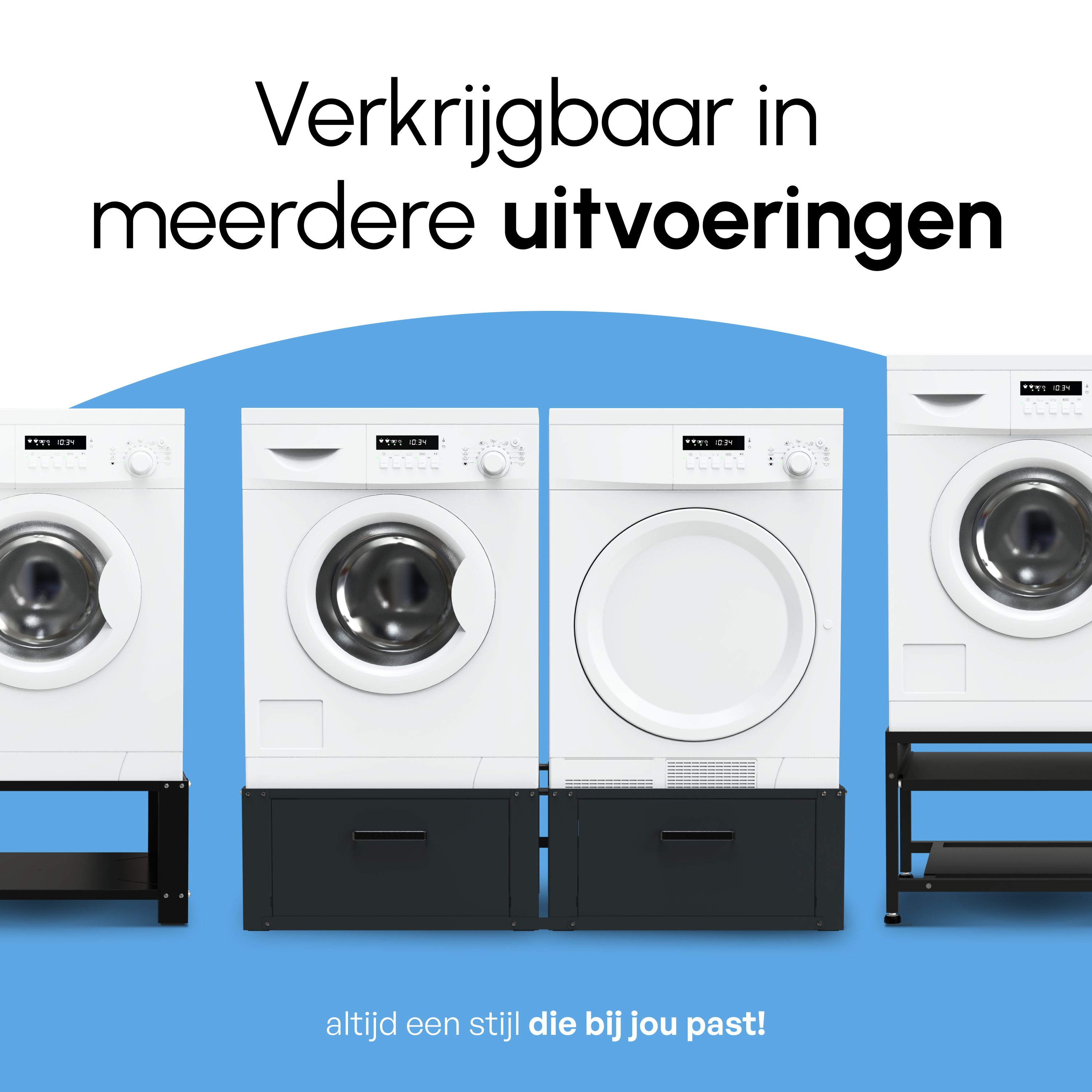 Wasmachine Verhoger - Dubbele Verhoger Met Opberglade - Zwart