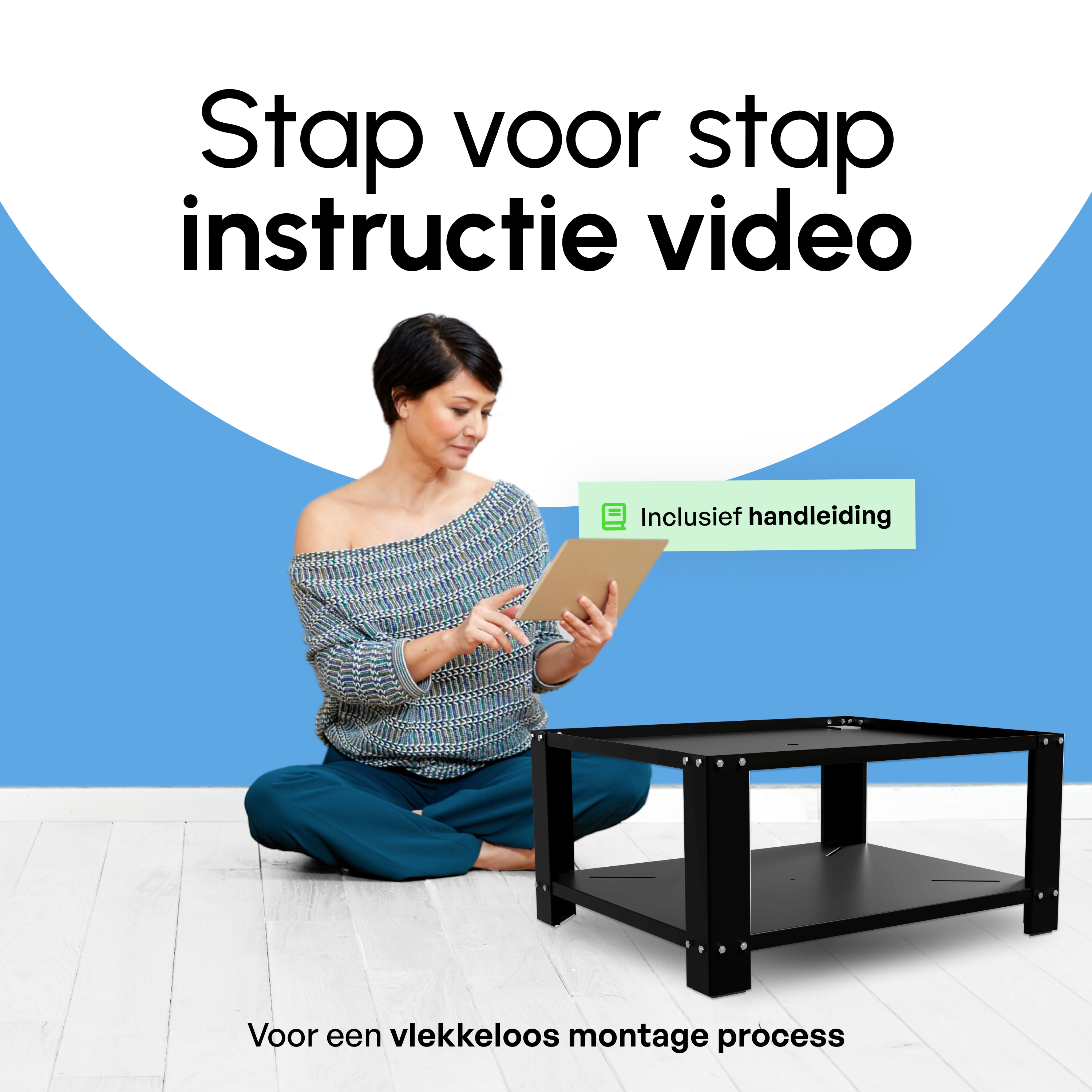 Wasmachine Verhoger met Legplank - Zwart
