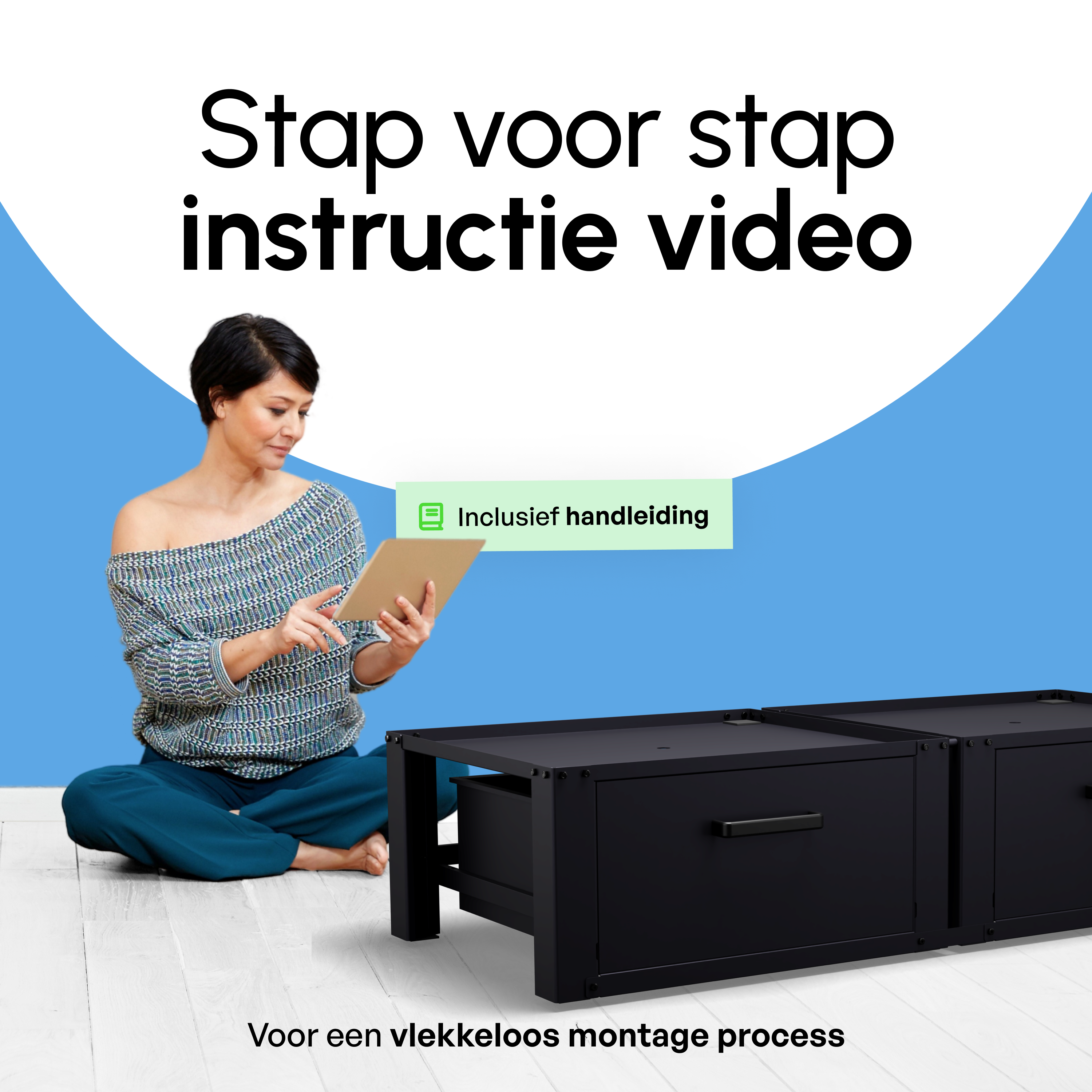 Wasmachine Verhoger - Dubbele Verhoger Met Opberglade - Zwart