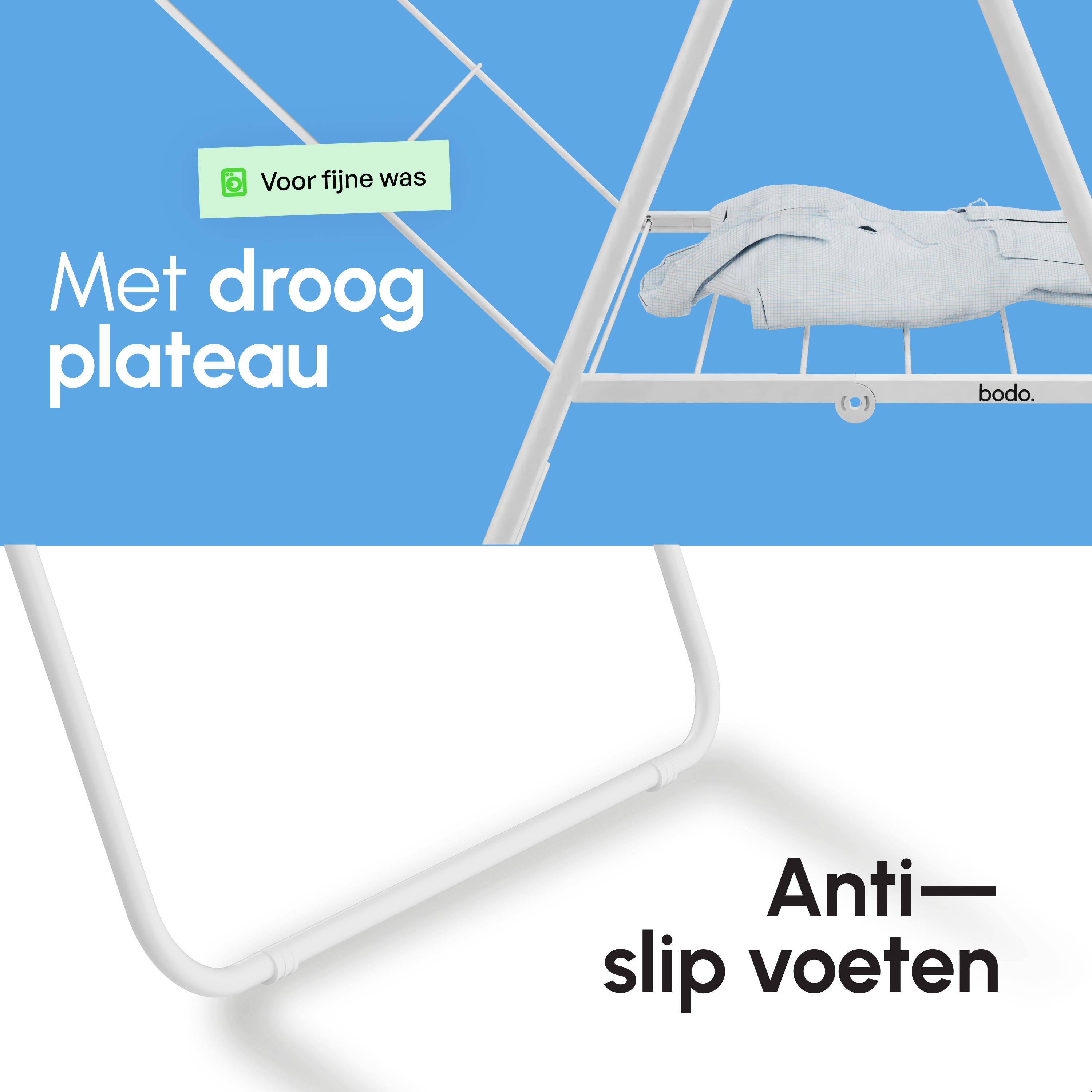 Inklapbaar Droogrek met Zijvleugels - 27m Drooglengte - Wit