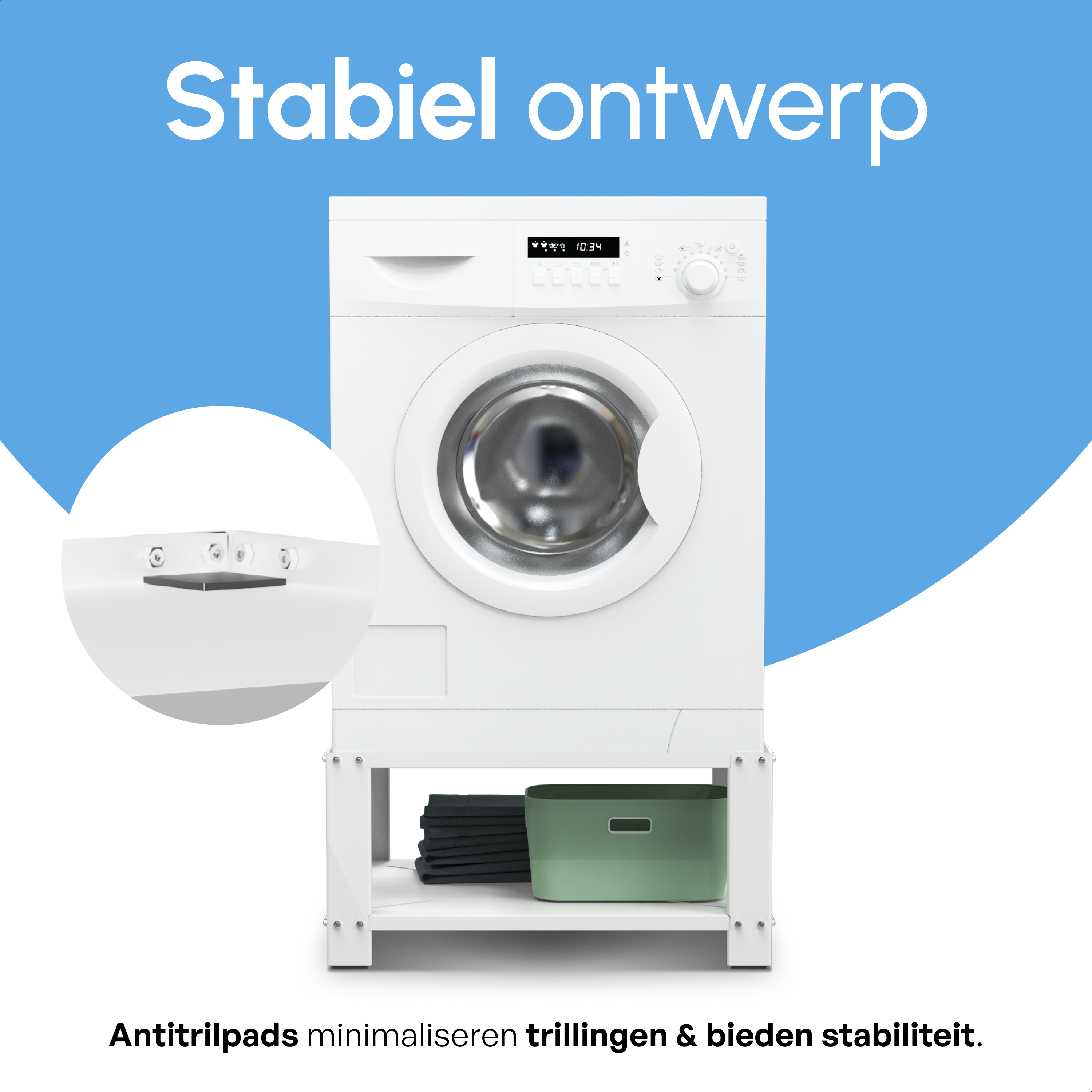 Wasmachine Verhoger met Legplank - Wit