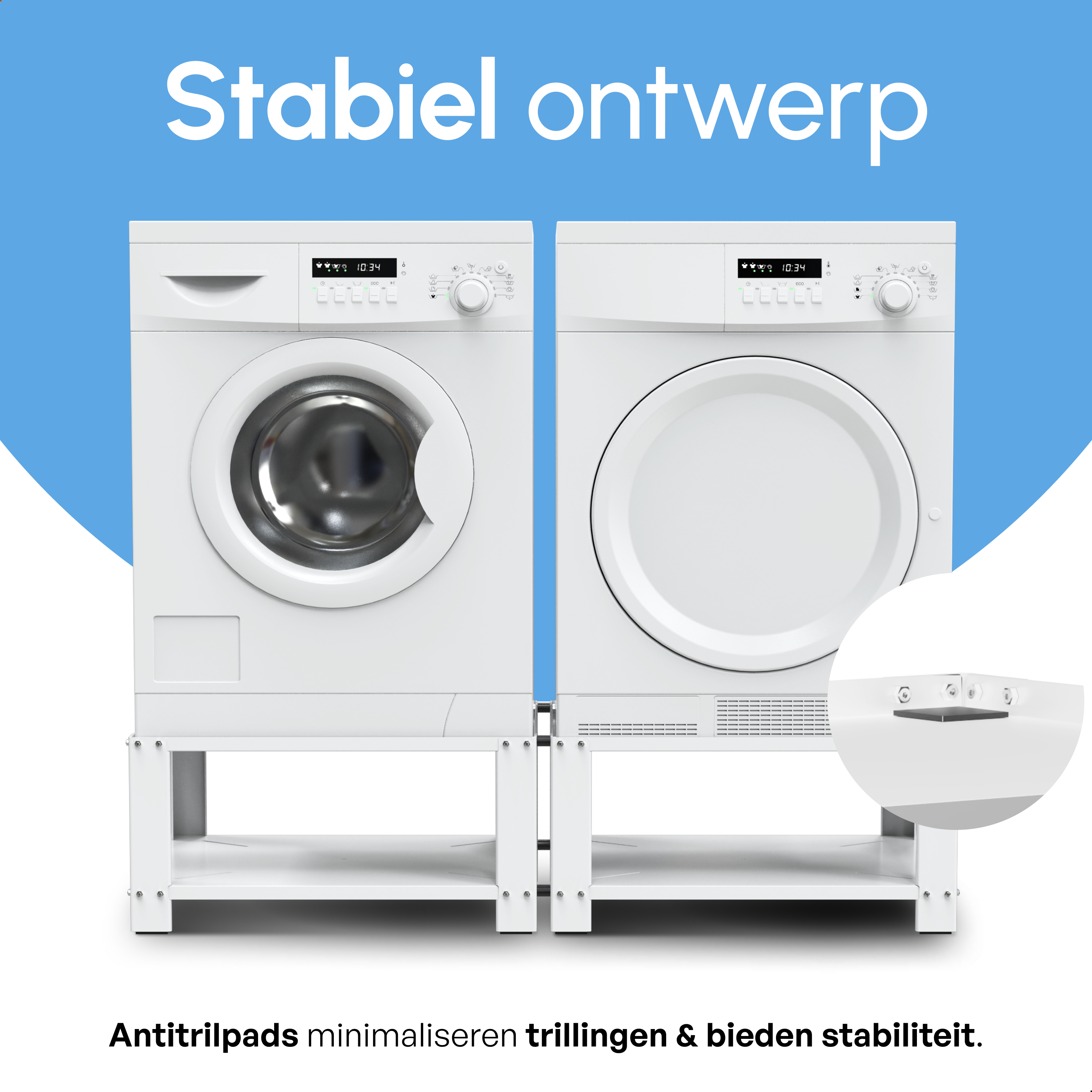 Wasmachine Verhoger - Dubbele Verhoger Met Legplank - Wit