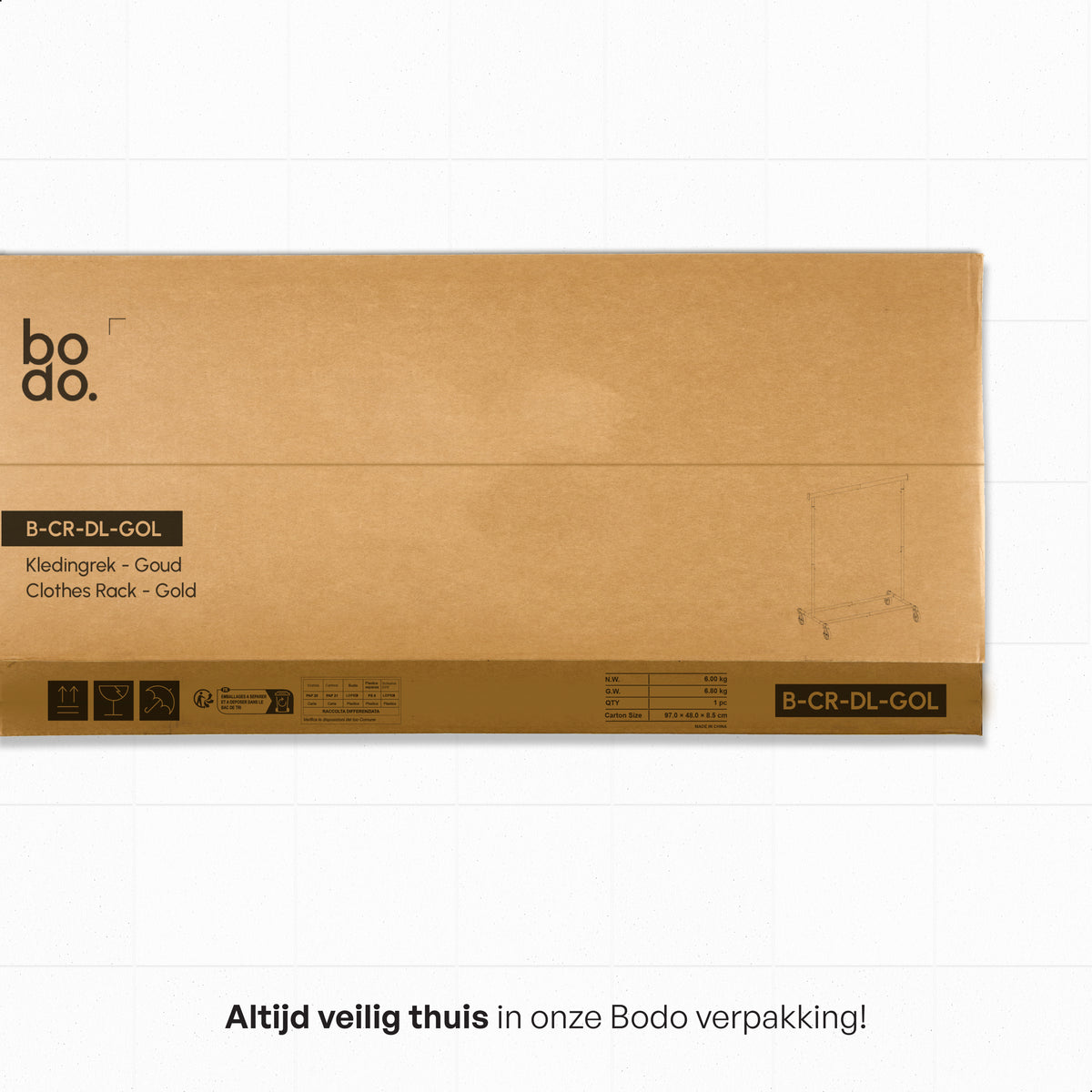 Kledingrek op Wieltjes - Stalen Kledingstang - Opbergruimte - Goud