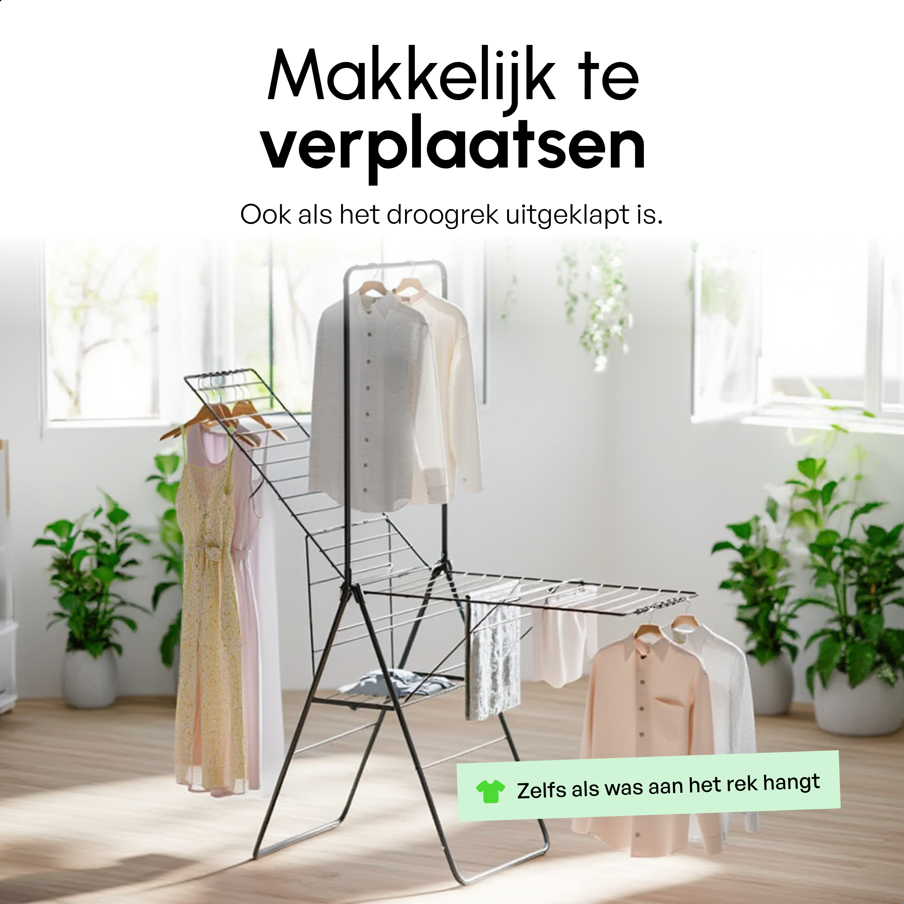 Wasrek - Droogrek Inklapbaar - 28 meter drooglengte - Zwart