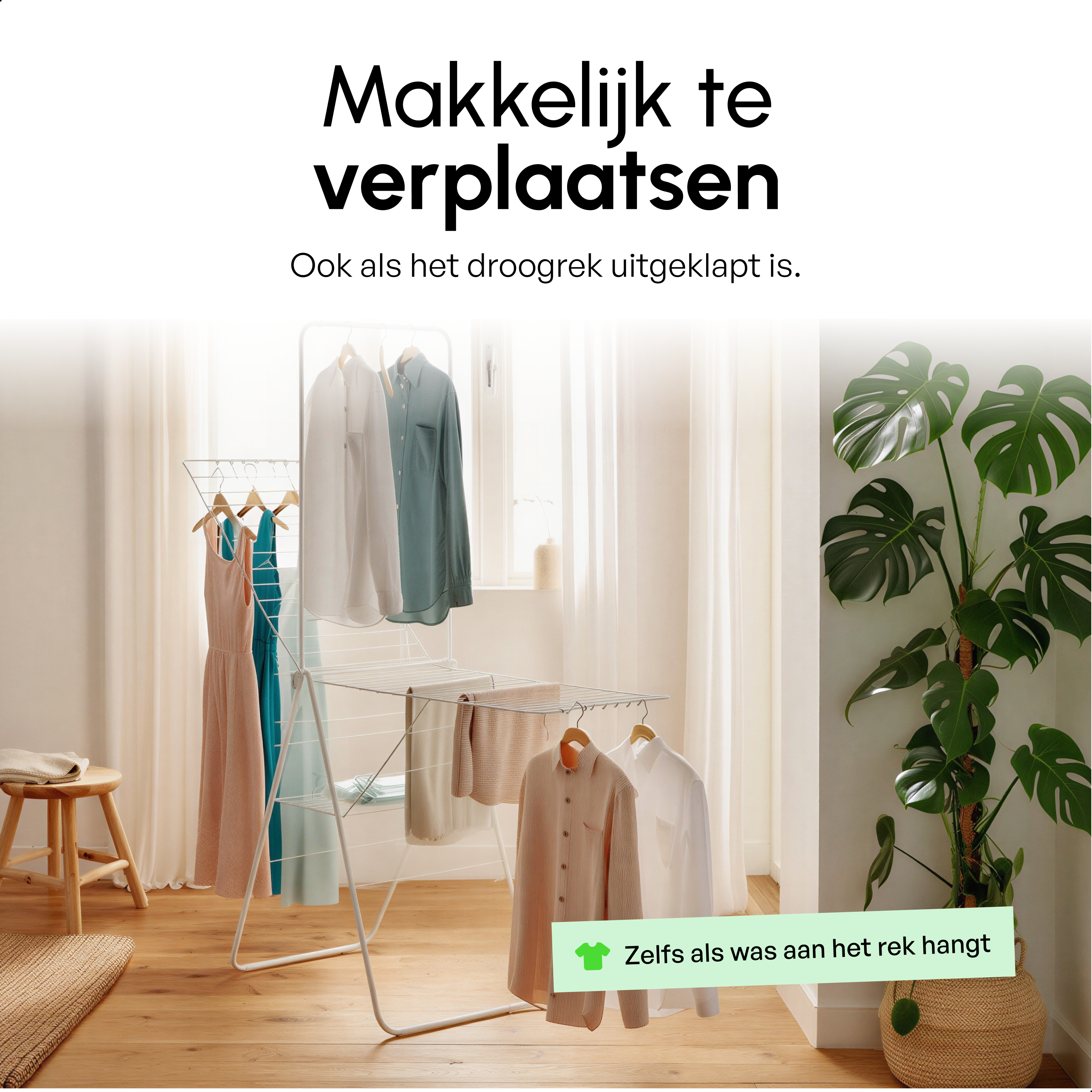 Wasrek - Droogrek Inklapbaar - 28 meter drooglengte - Wit