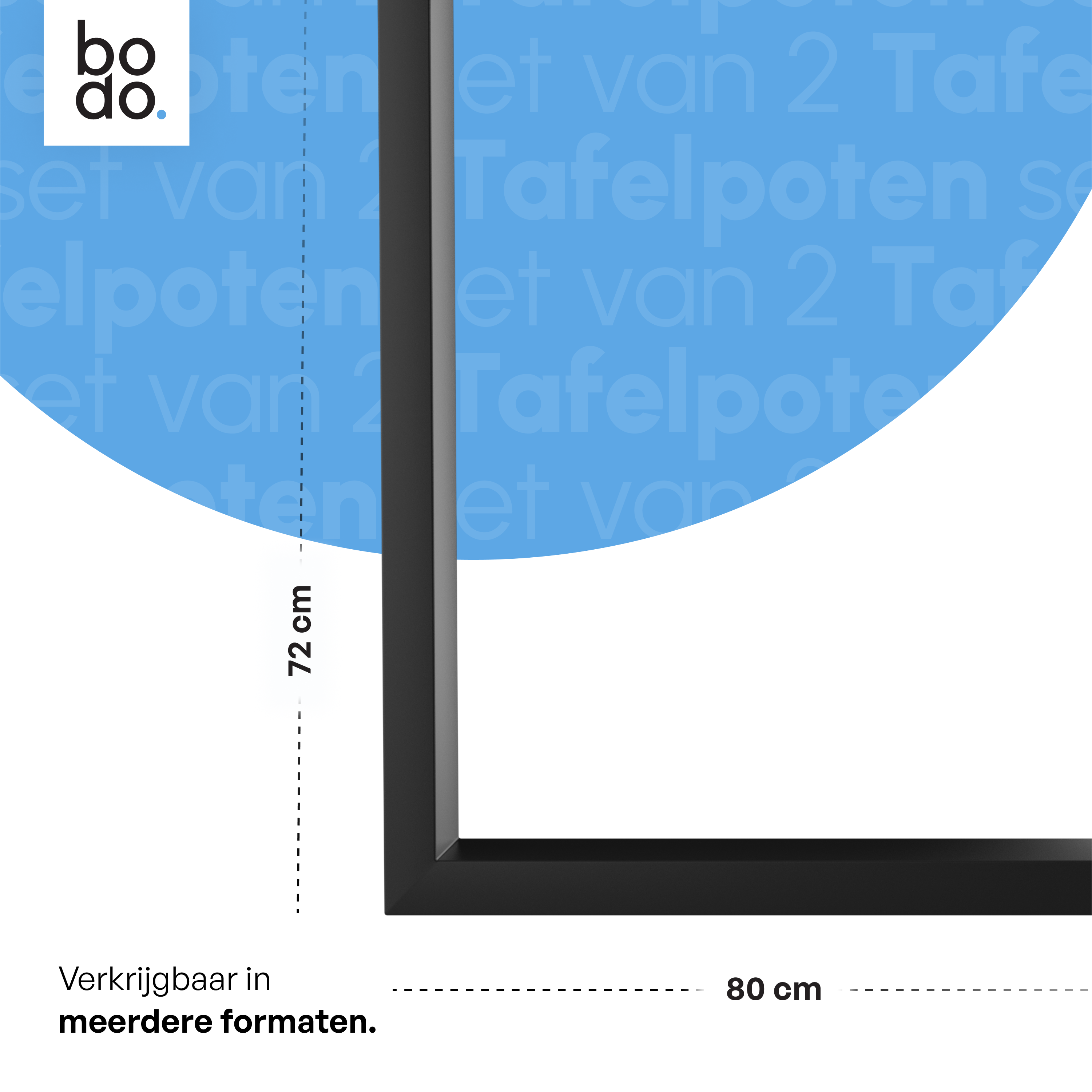 Stalen Onderstel Tafel - Tafelpoten - Set van 2 - U bankpoot 80x72 cm - Mat Zwart