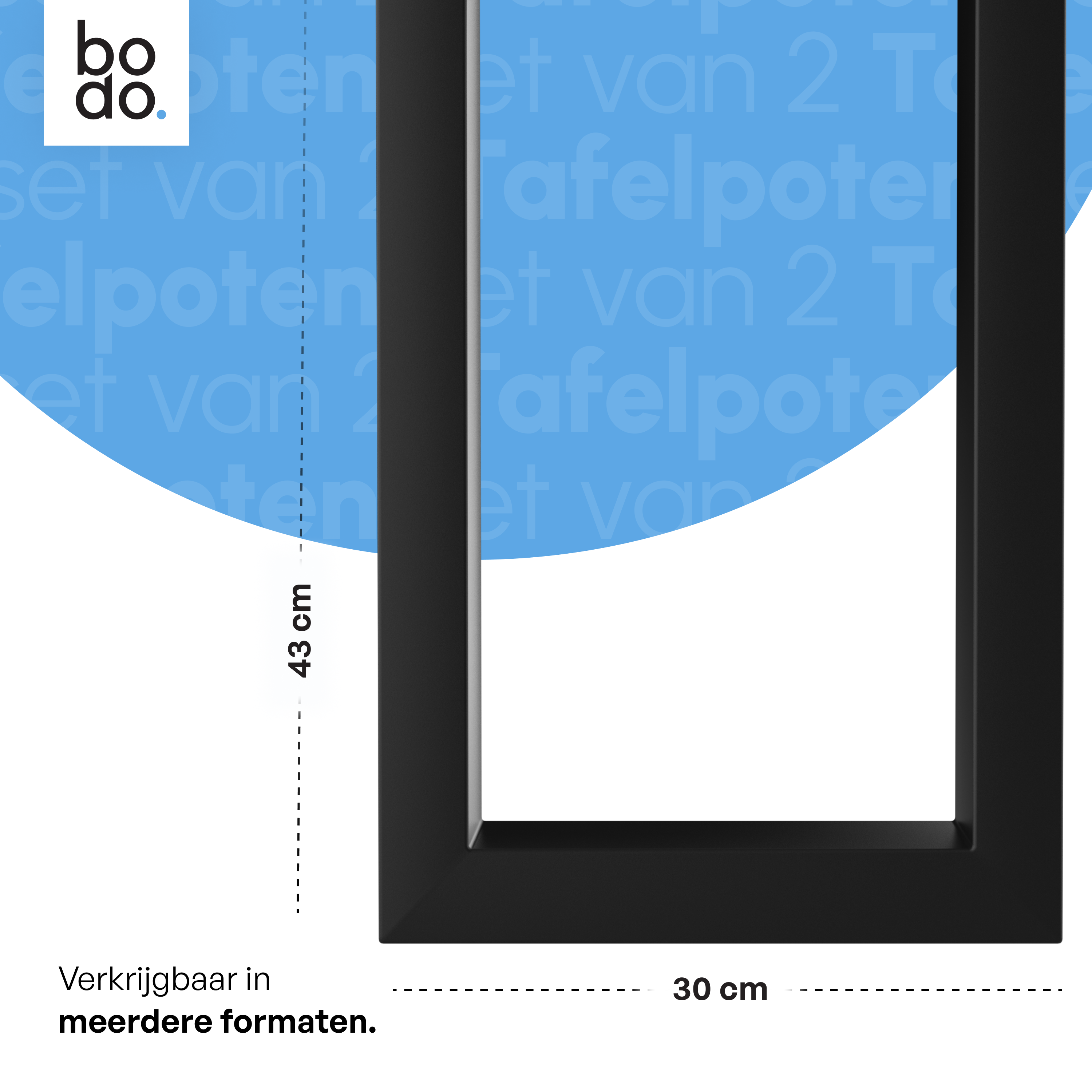 Stalen Onderstel Tafel - Tafelpoten - Set van 2 - U bankpoot 30x43 cm - Mat Zwart