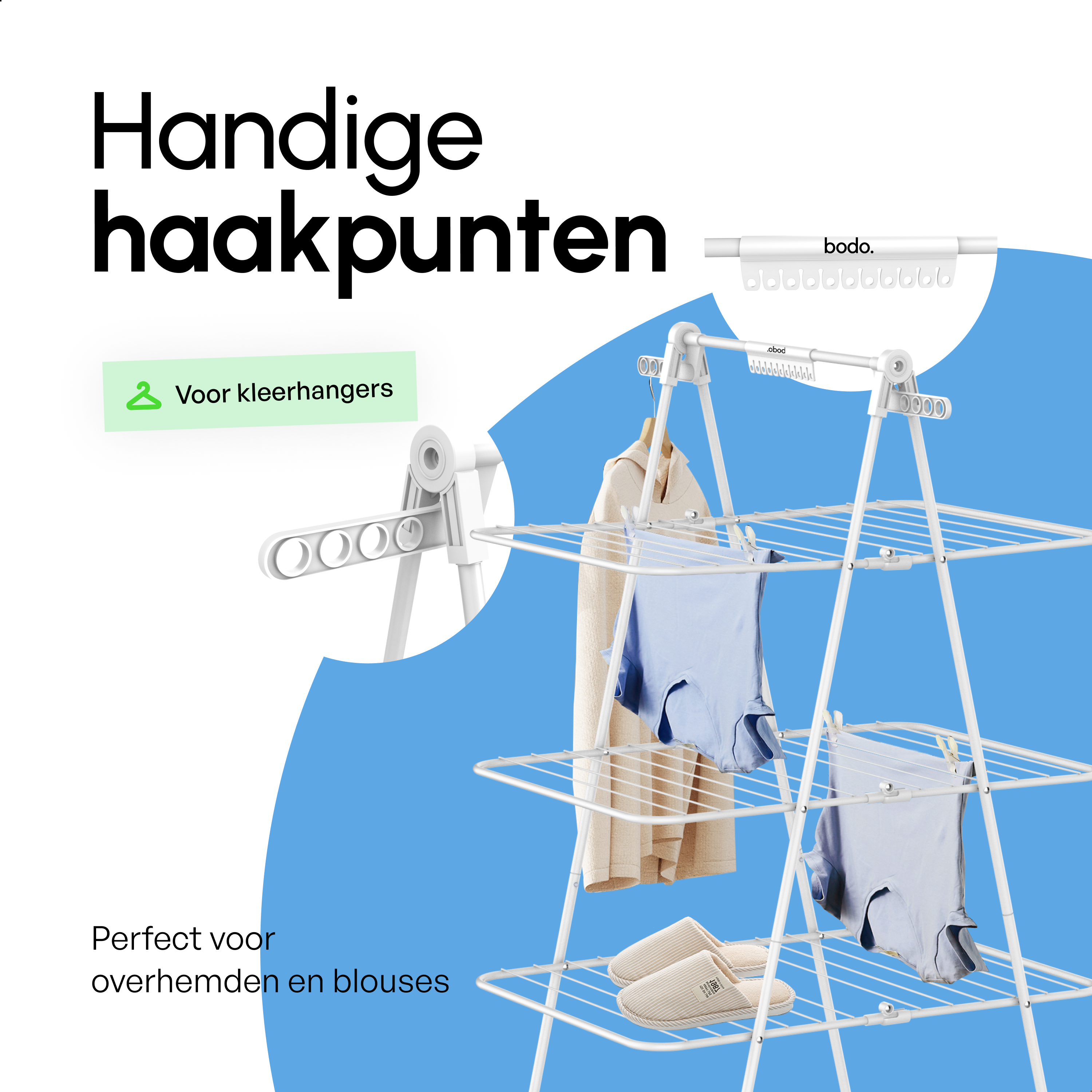 Inklapbare Droogtoren - Staand Wasrek met 3 Niveaus - Wit