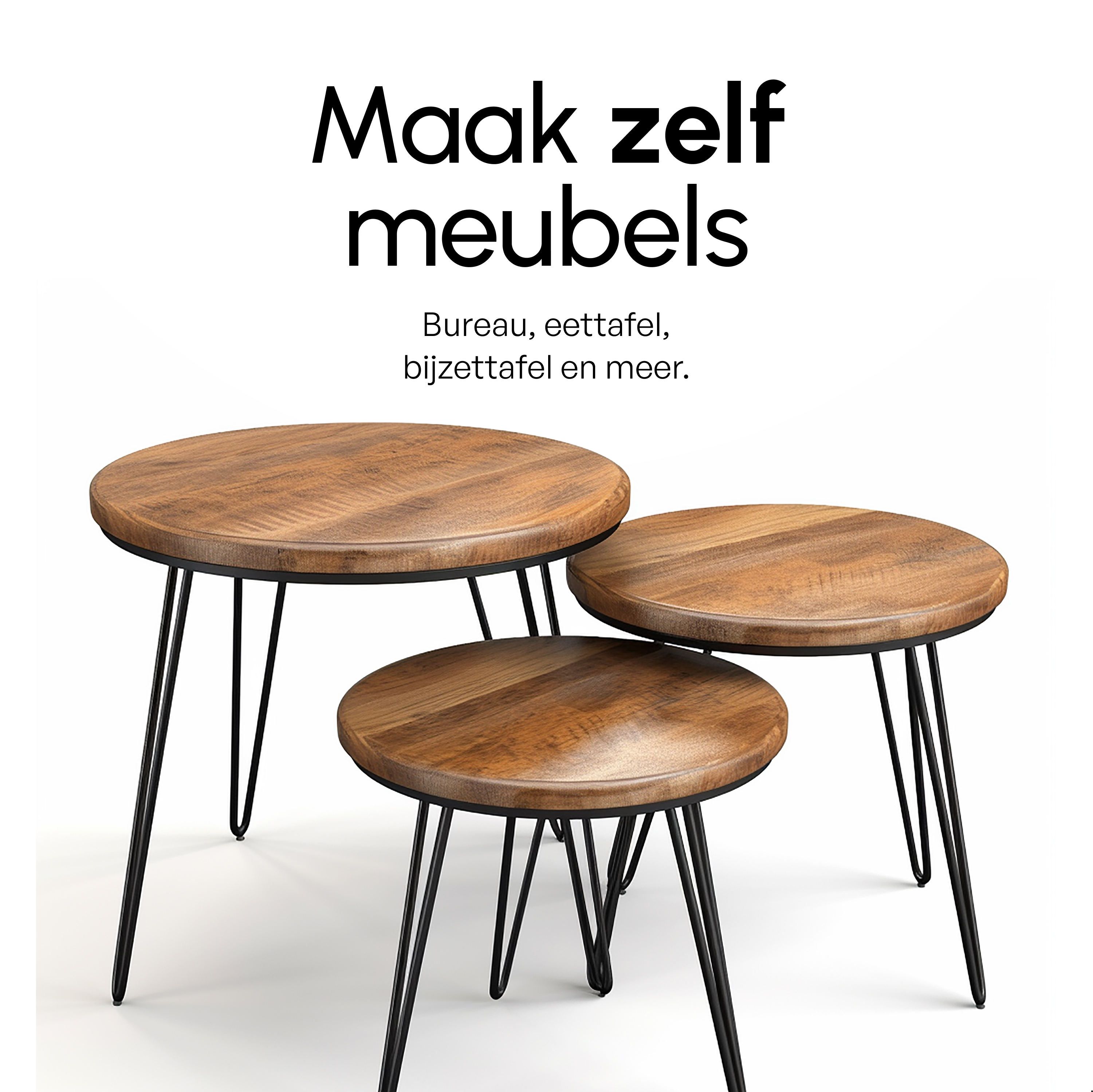 Industriële Hairpin tafelpoten set 4 stuks - 36 cm - Zwart