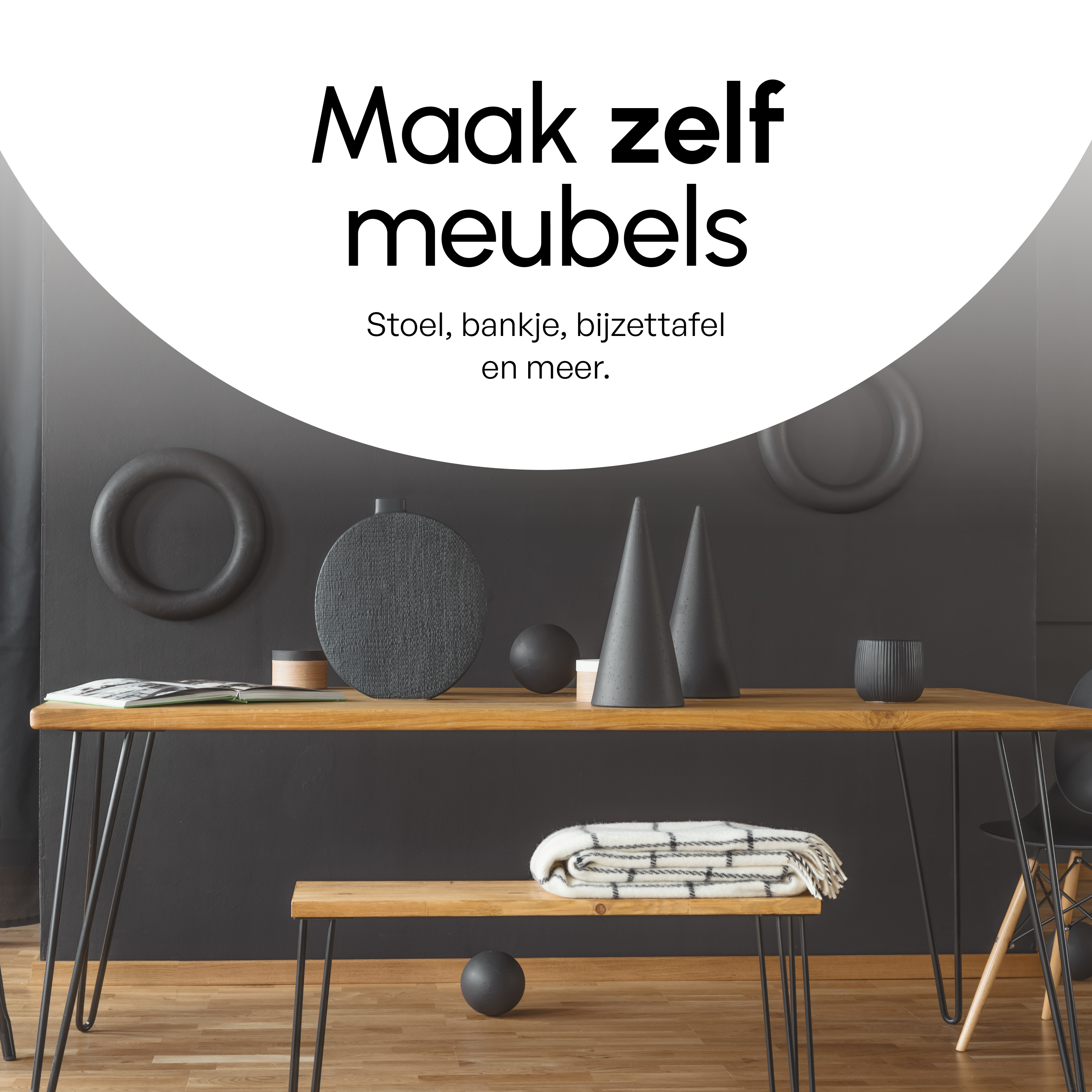 Industriële Hairpin tafelpoten set 4 stuks - 36 cm - Zwart