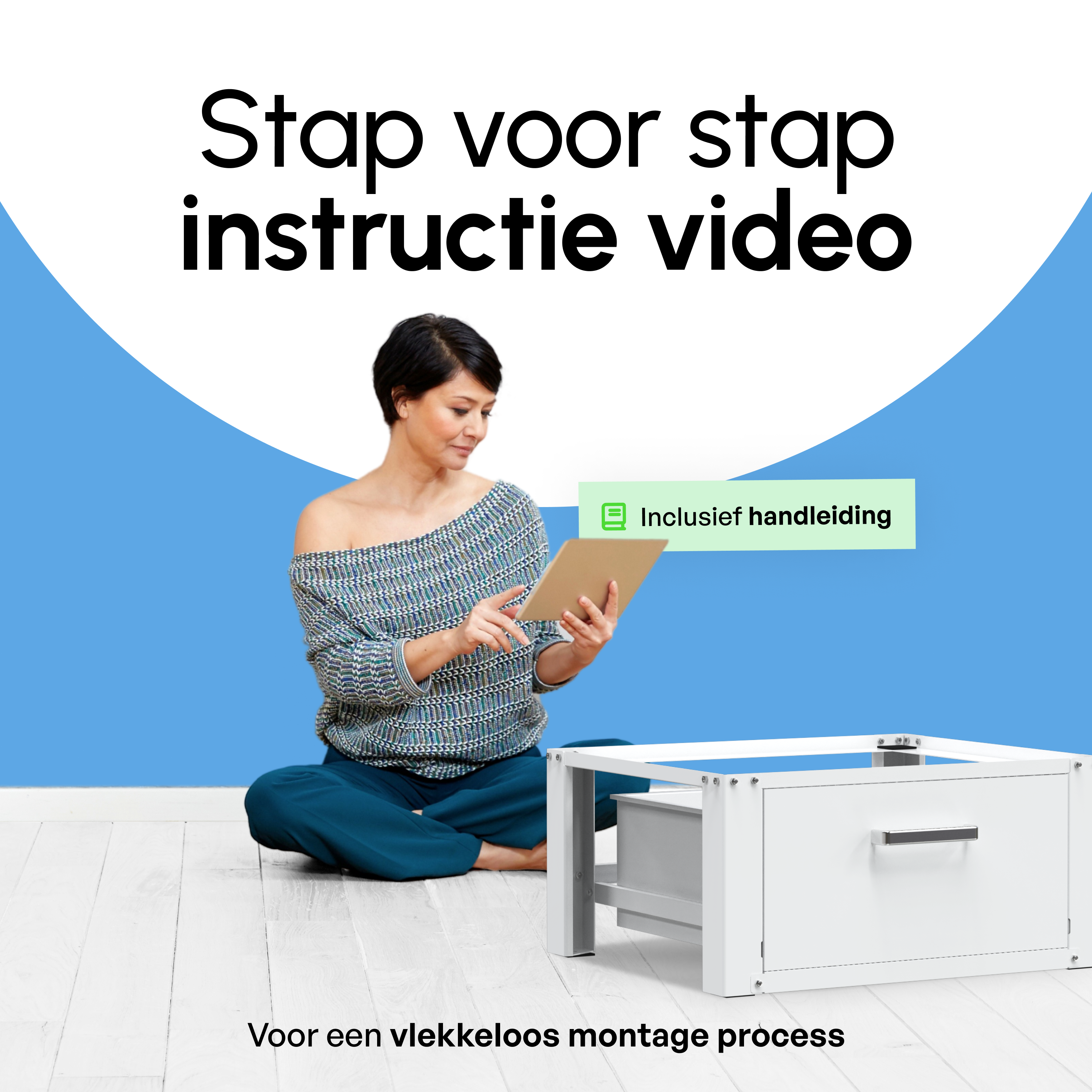 Wasmachine Verhoger Met Opberglade - Wit - Beschadigd/Geretourneerd