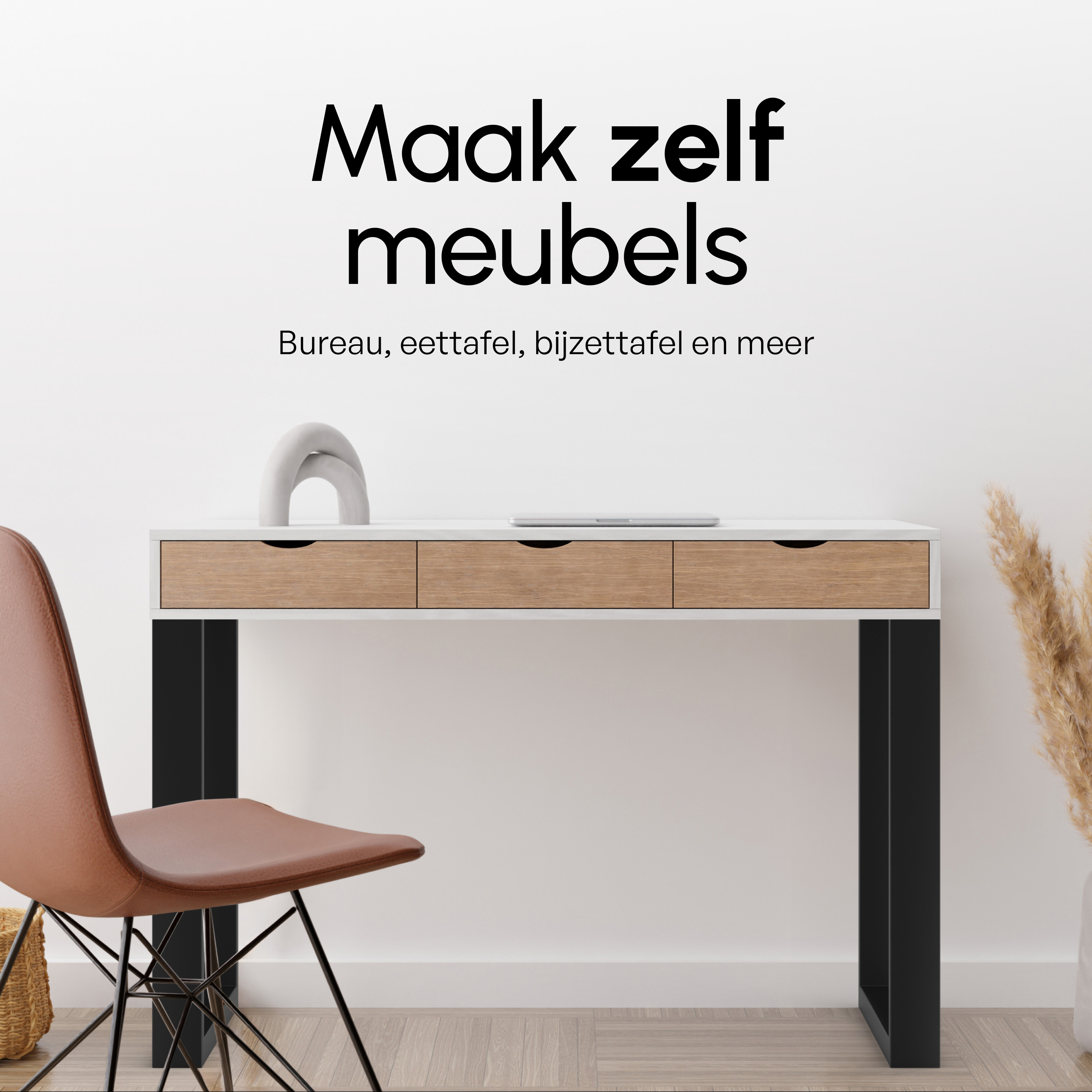 Stalen Onderstel Tafel - Tafelpoten - Set van 2 - U bankpoot 80x72 cm - Mat Zwart
