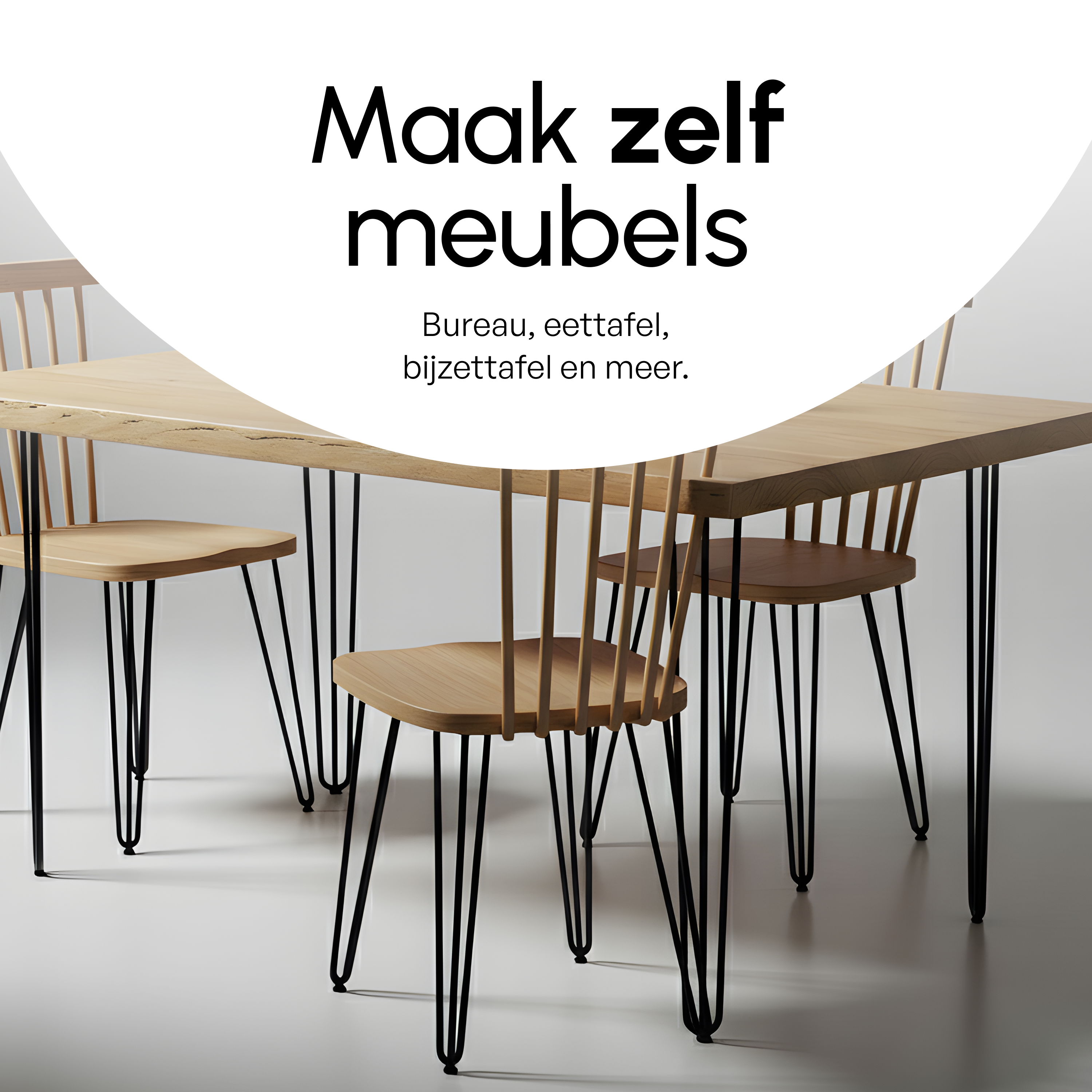 Industriële Hairpin tafelpoten set 4 stuks - 45 cm - Zwart
