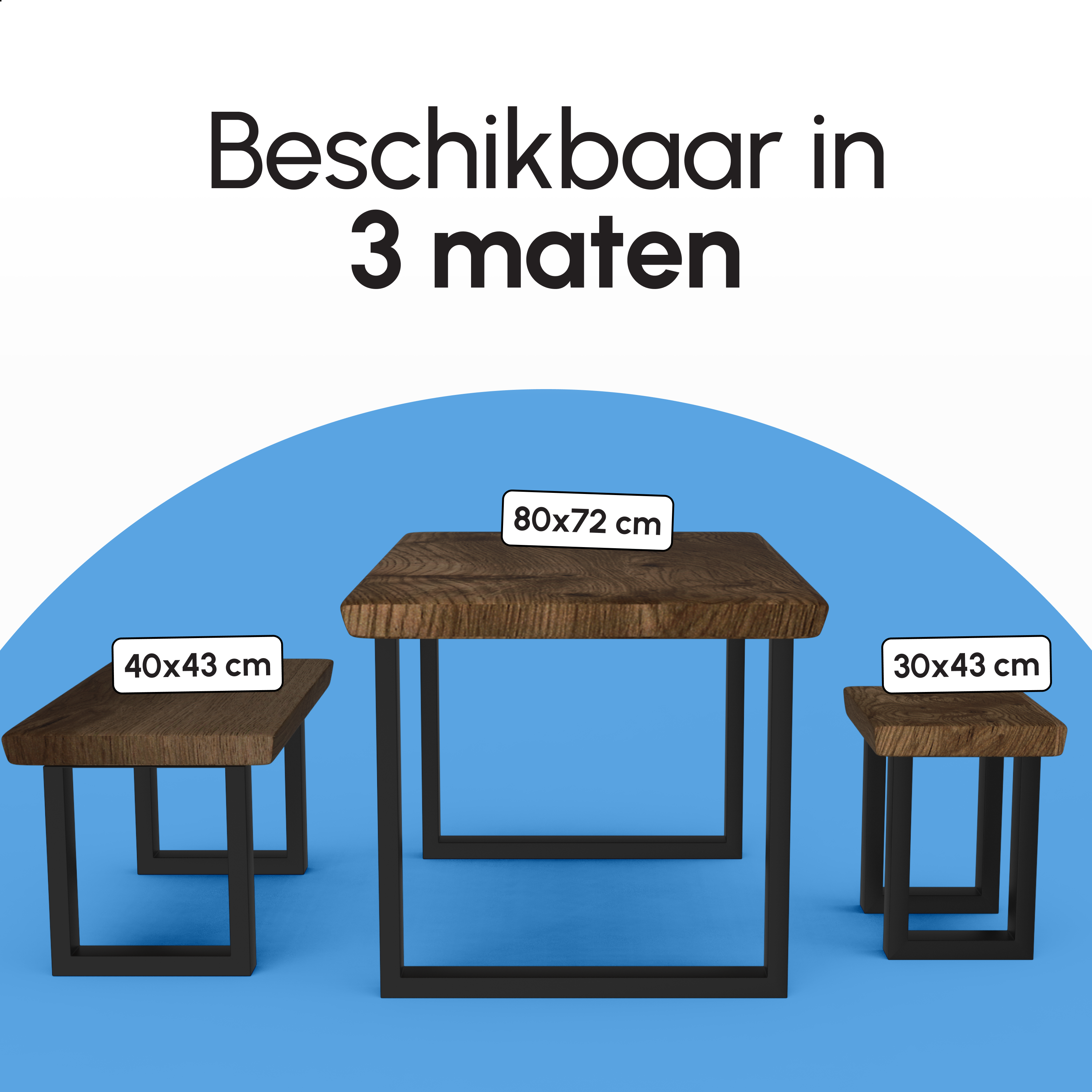 Stalen Onderstel Tafel - Tafelpoten - Set van 2 - U bankpoot 40x43 cm - Mat Zwart