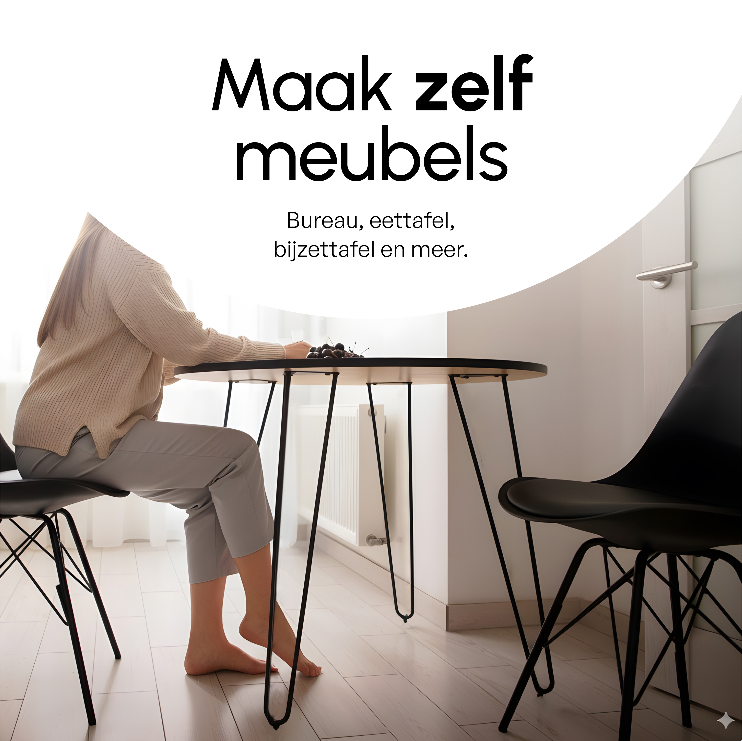 Industriële Hairpin tafelpoten set 4 stuks - 86 cm - Zwart
