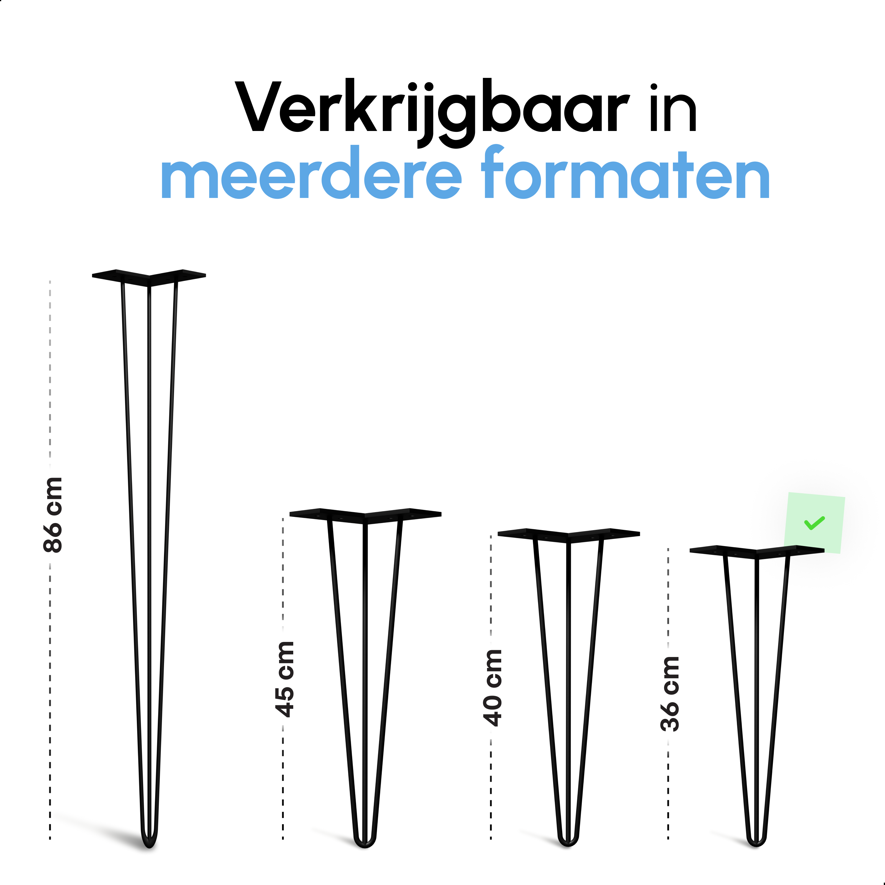 Industriële Hairpin tafelpoten set 4 stuks - 36 cm - Zwart
