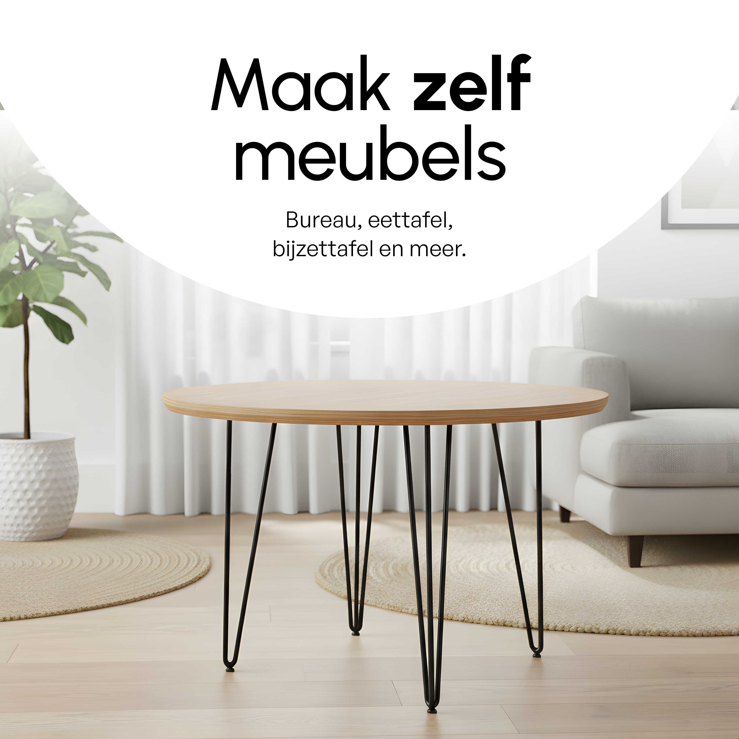 Industriële Hairpin tafelpoten set 4 stuks - 40 cm - Zwart
