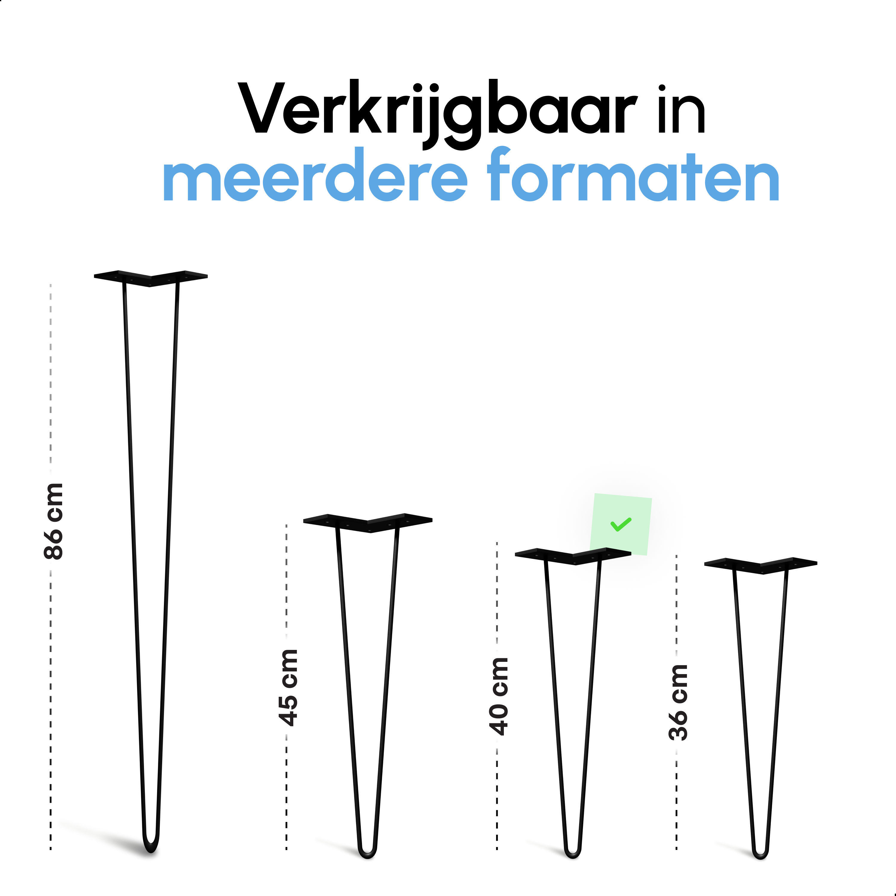 Industriële Hairpin tafelpoten set 4 stuks - 40 cm - Zwart