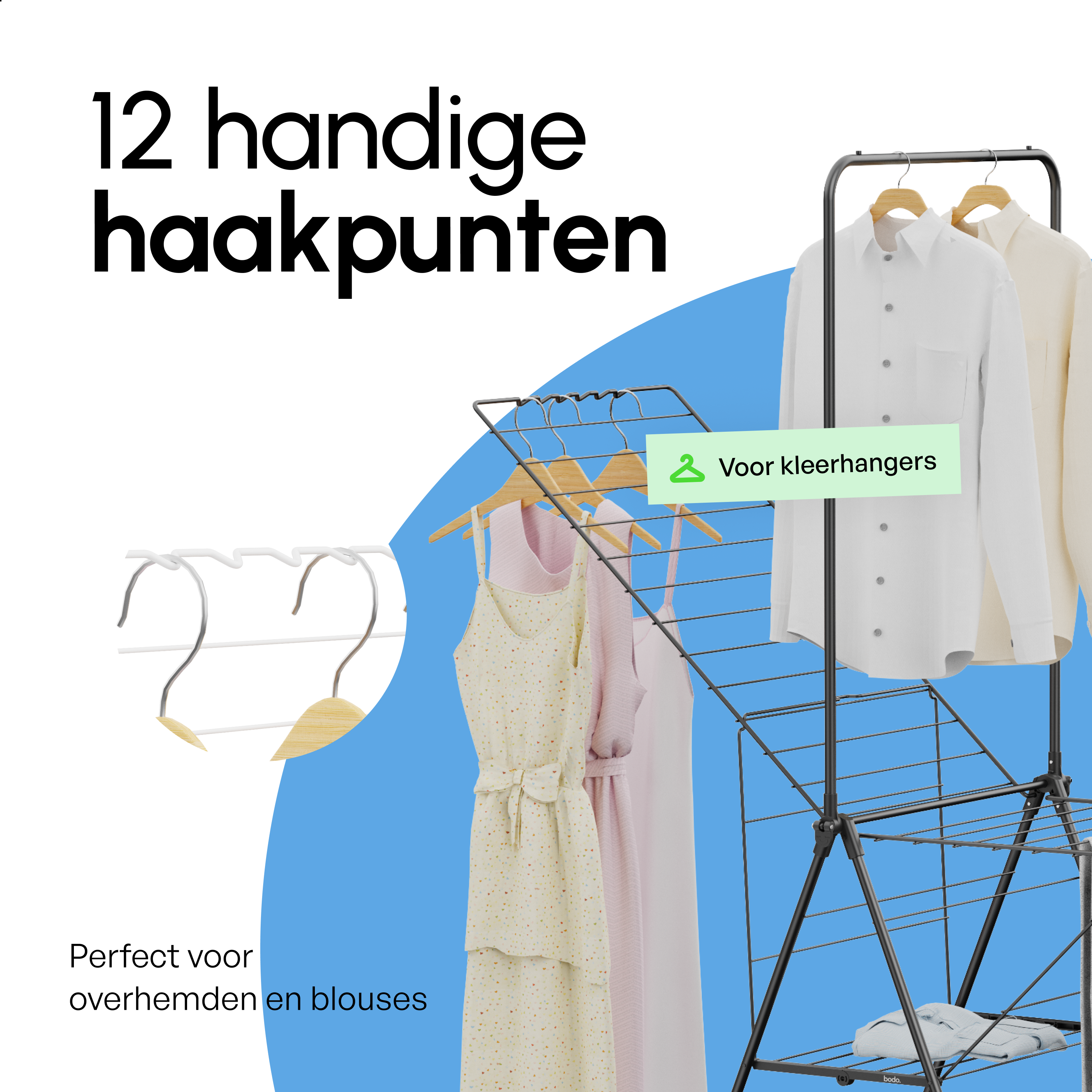 Wasrek - Droogrek Inklapbaar - 28 meter drooglengte - Zwart