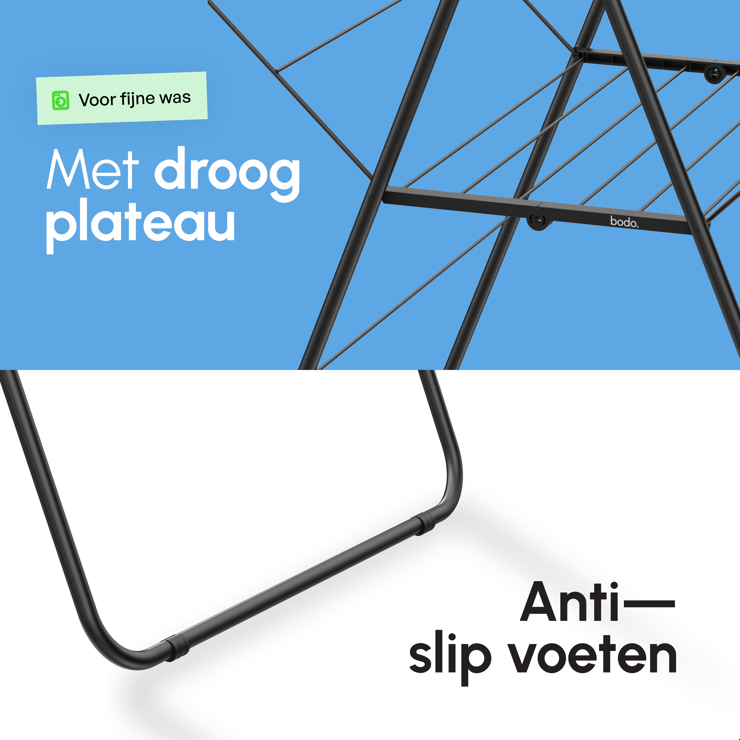 Wasrek - Droogrek Inklapbaar - 28 meter drooglengte - Zwart