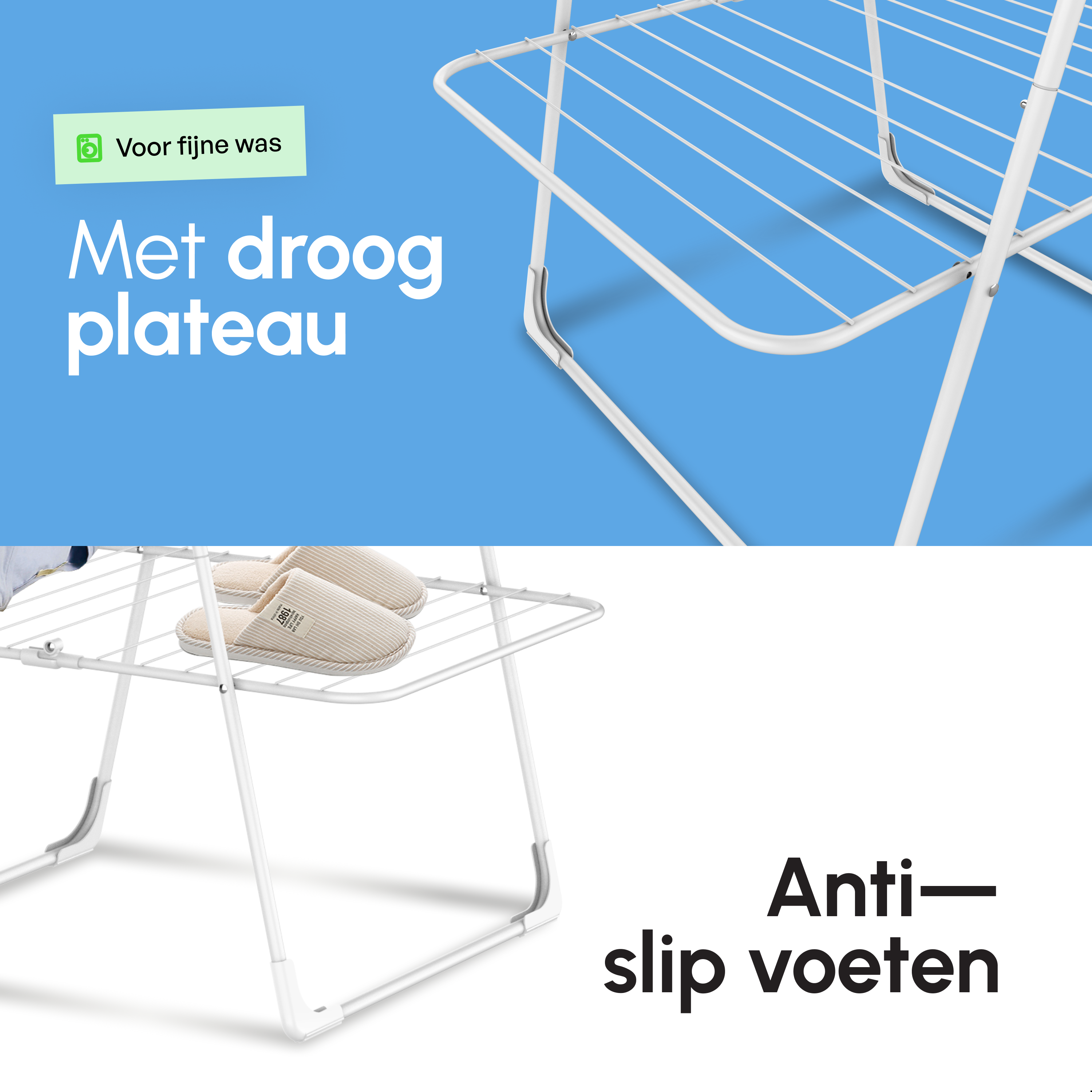 Inklapbare Droogtoren - Staand Wasrek met 3 Niveaus - Wit