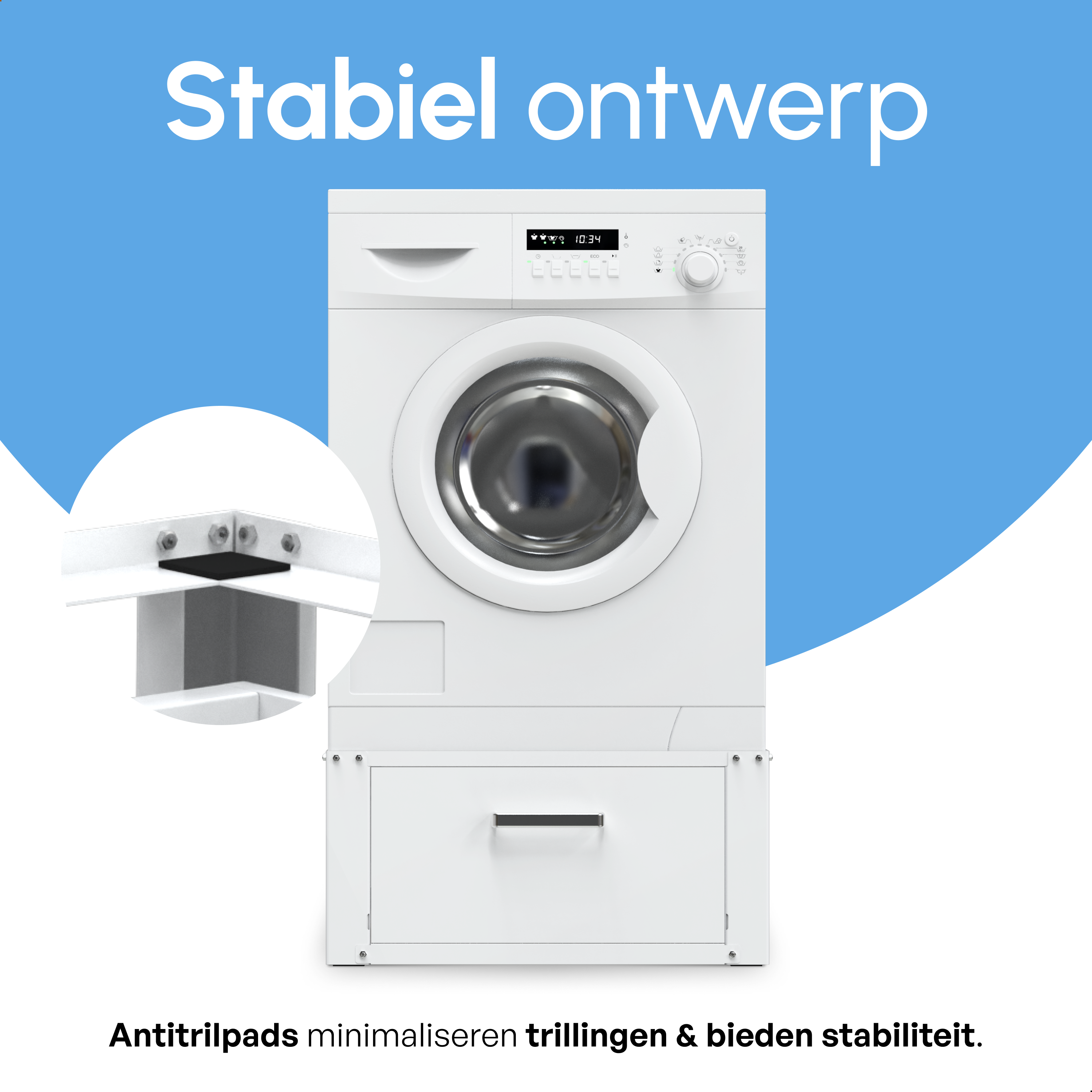 Wasmachine Verhoger Met Opberglade - Wit - Beschadigd/Geretourneerd